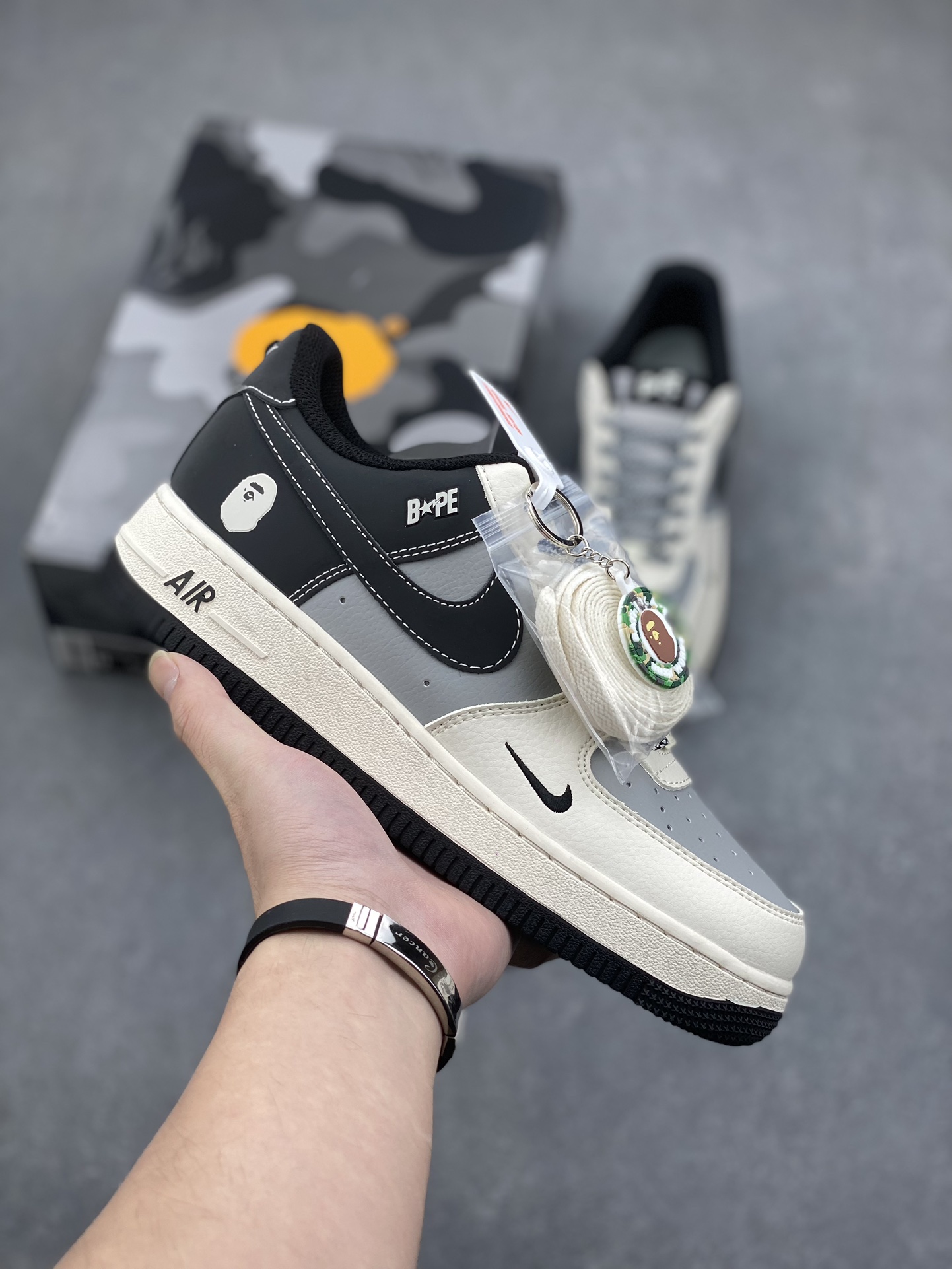 Nike Air Force 1 '07 Low Bape Collab Sneakers - Gray & Black, Limited Edition 2 i1732050628 1529 0