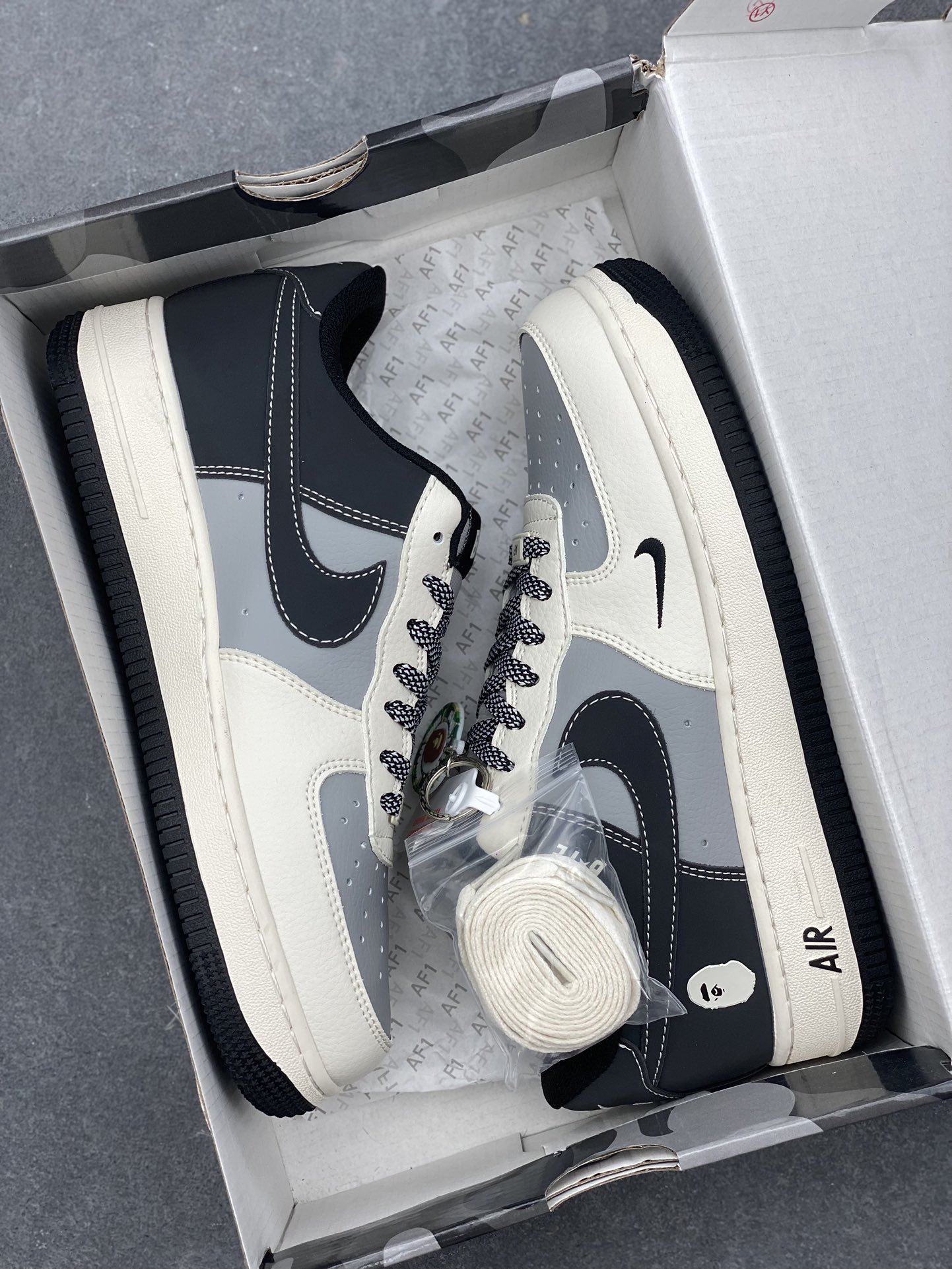 Nike Air Force 1 '07 Low Bape Collab Sneakers - Gray & Black, Limited Edition 10 i1732050628 6640 2