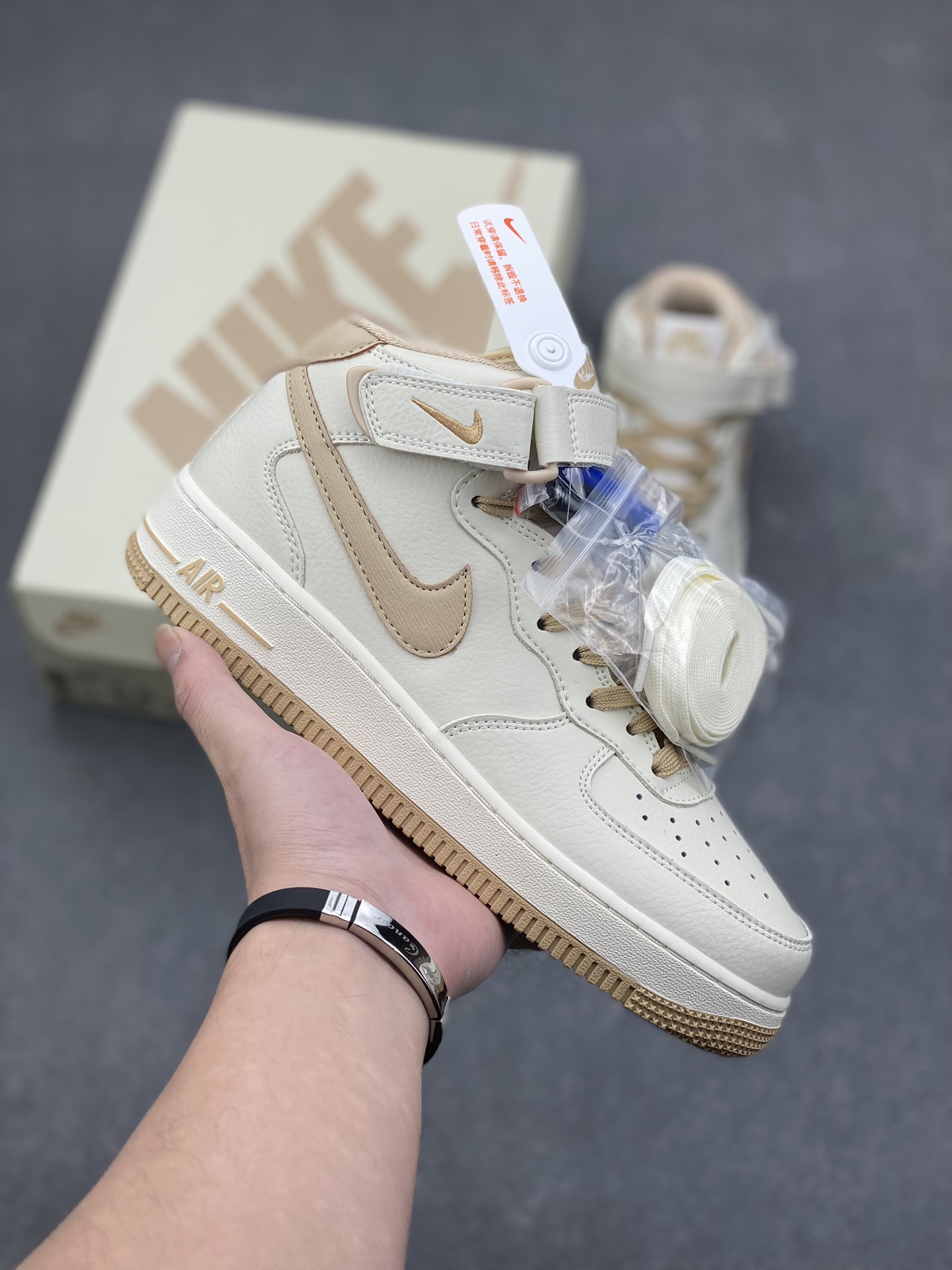 Nike Air Force 1 MID 'Khaki' High-Top Sneakers with Customizable Design 2 i1732136583 7046 5