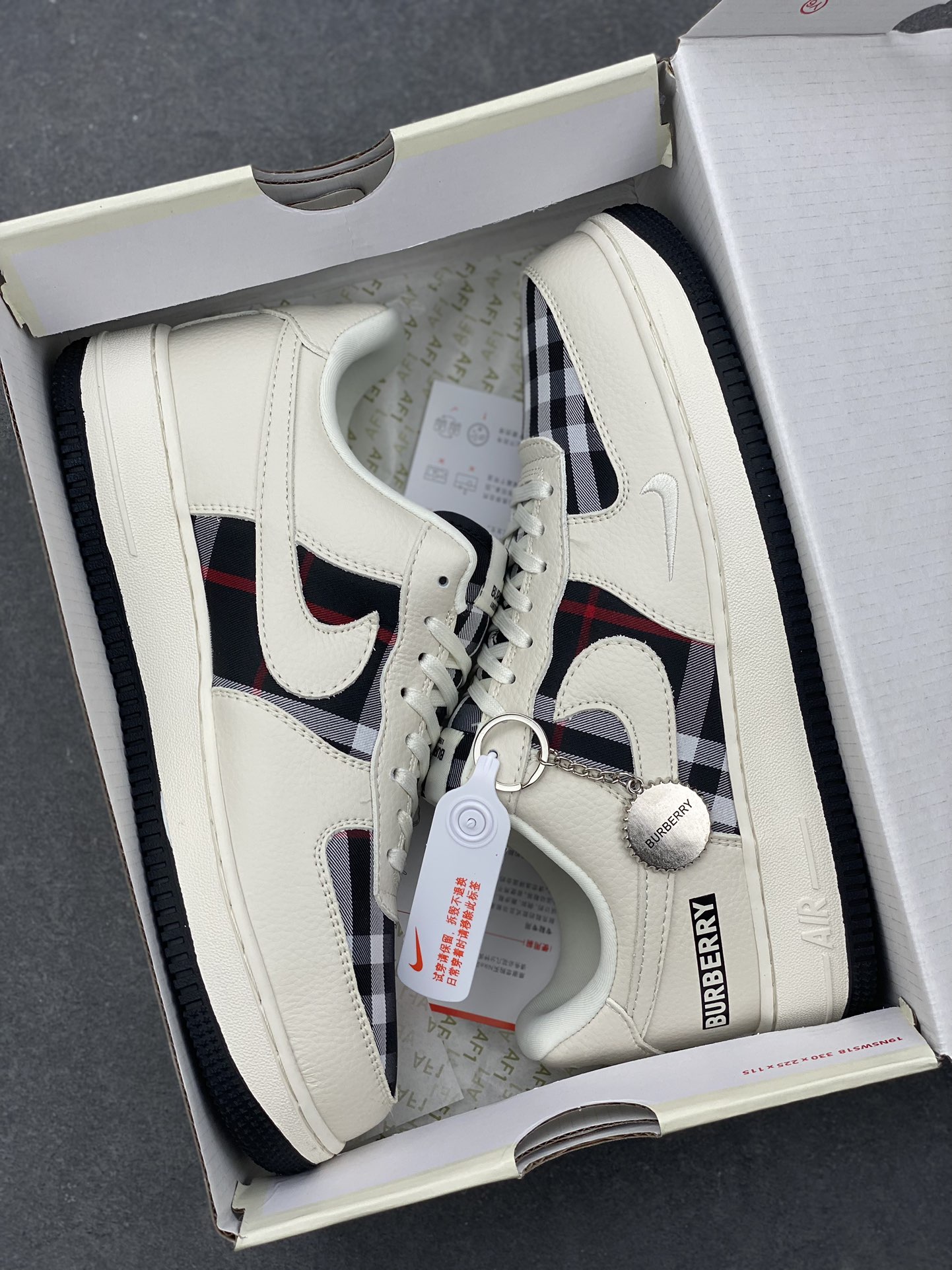 Nike Air Force 1 '07 Low "Burberry" Sneakers - Limited Edition, Cream/Black Check 10 i1732136728 8522 8