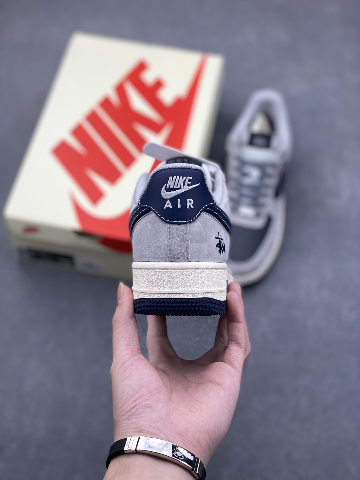 Nike Air Force 1 '07 Low Stussy Collab Gray/Blue Limited Edition Sneakers 5 i1732137064 849 0