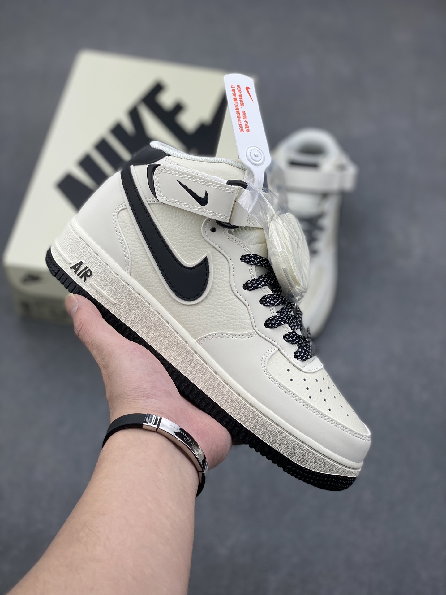 Nike Air Force 1 Mid Ivory Black Sneakers - Original Quality & Comfort 2 i1732212717 6379 1