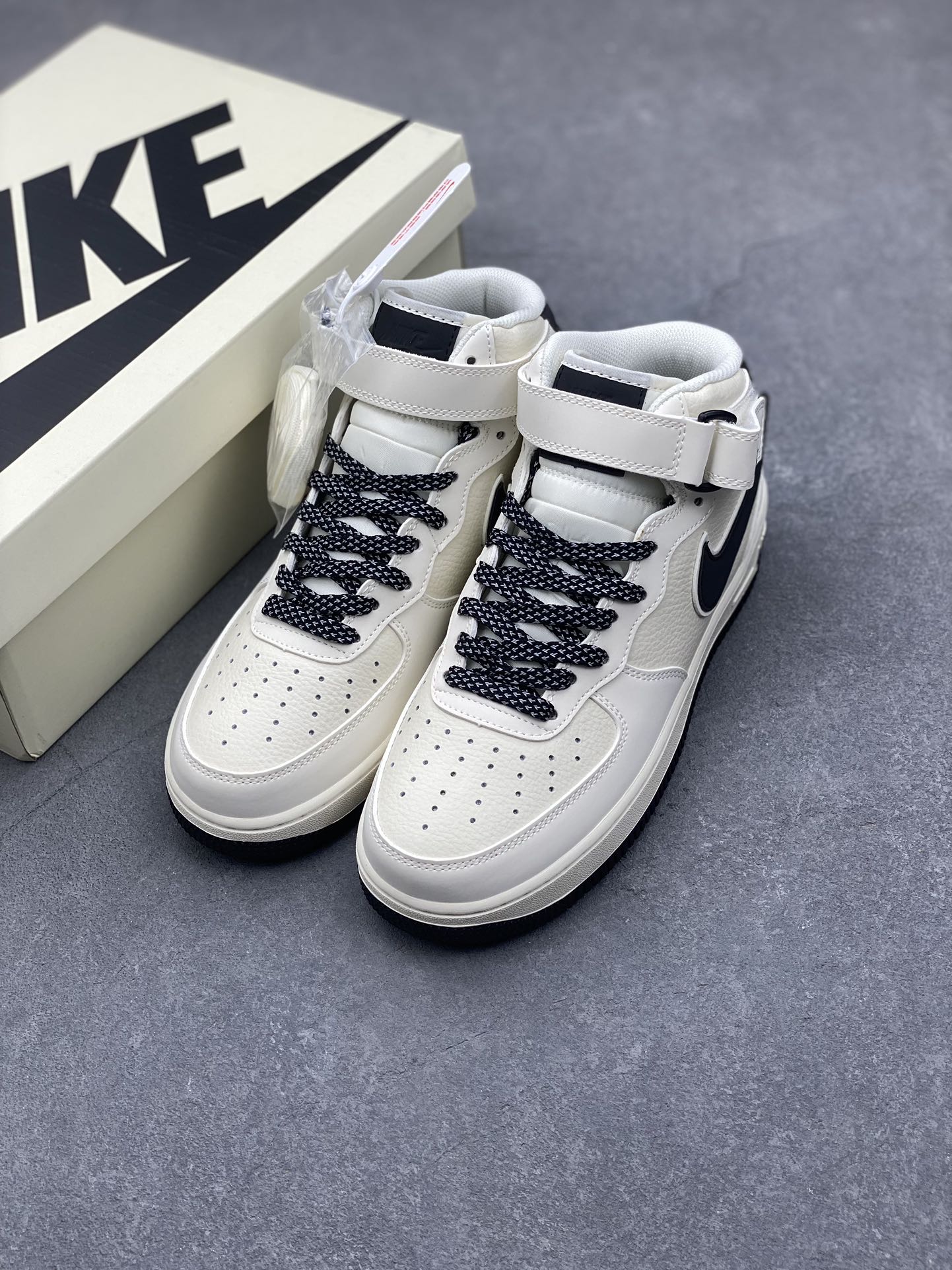 Nike Air Force 1 Mid Ivory Black Sneakers - Original Quality & Comfort 9 i1732212717 890 6