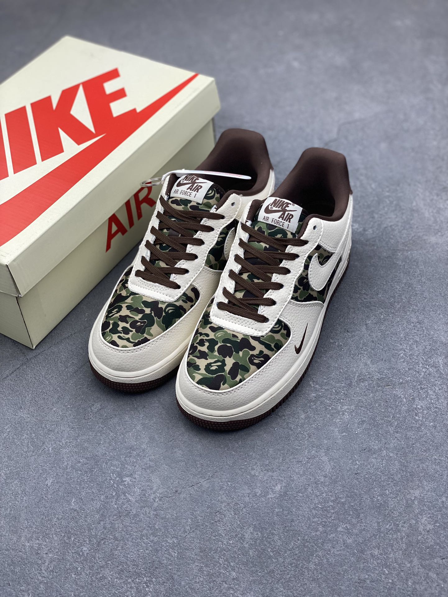 Nike Air Force 1 '07 Low Bape Collaboration Brown Camo Sneakers Limited Edition 9 i1732212870 4308 7