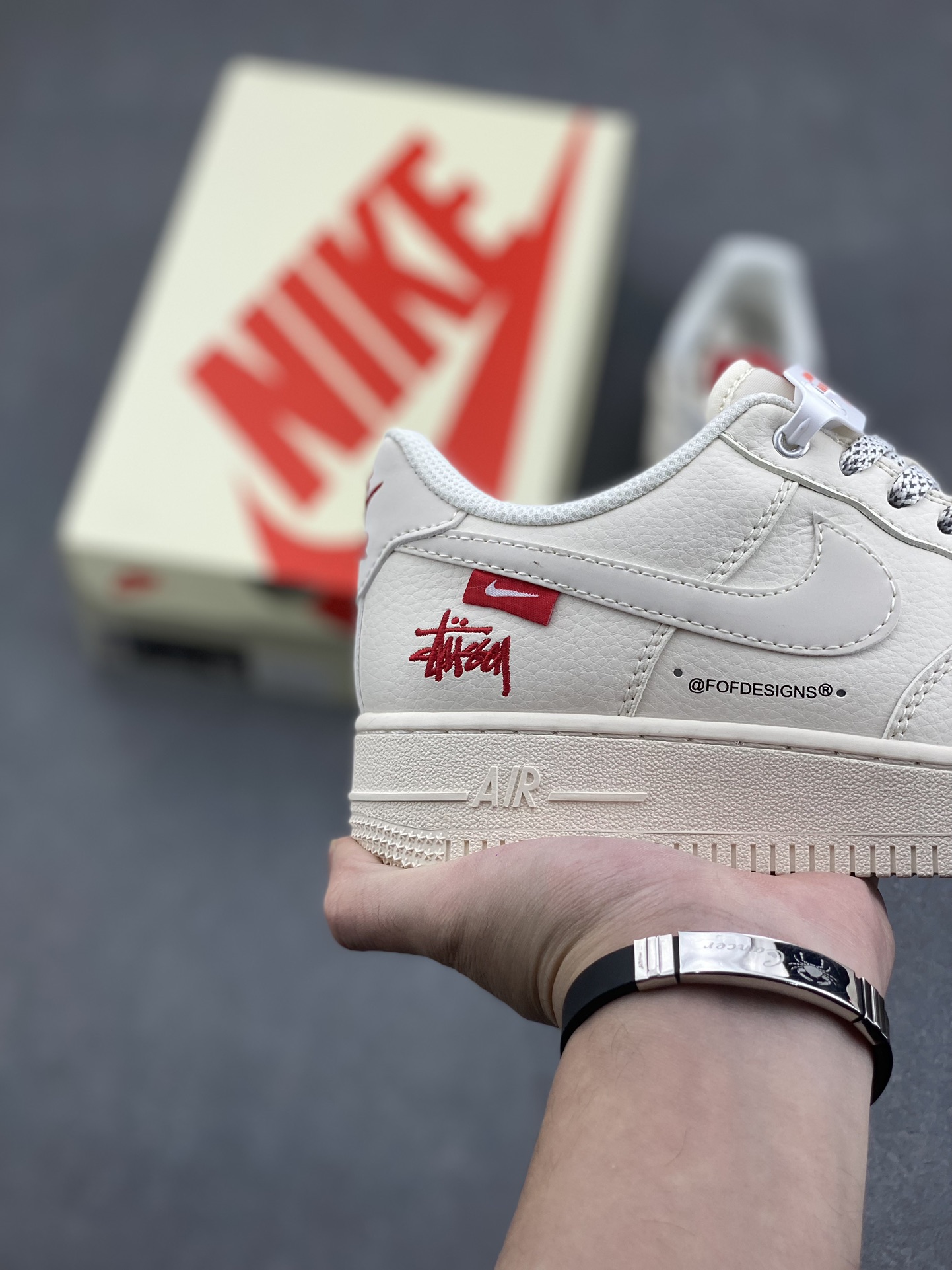 Nike Air Force 1 '07 Low Stussy Collab Sneakers - Cream/Red 6 i1732212909 1993 8