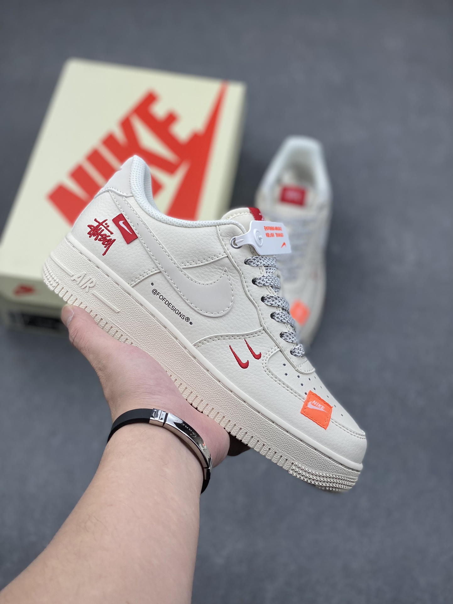 Nike Air Force 1 '07 Low Stussy Collab Sneakers - Cream/Red 2 i1732212909 9712 7