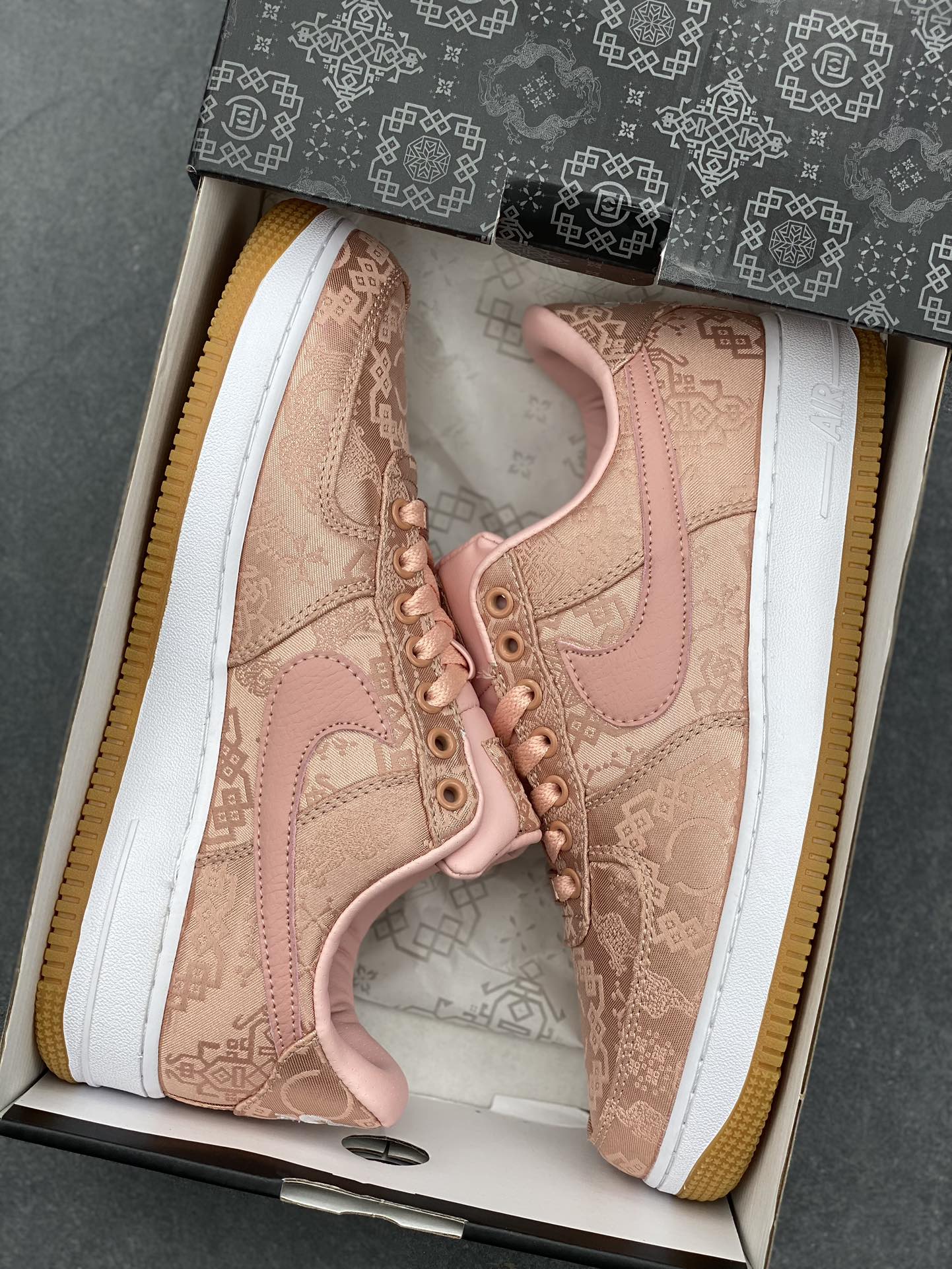CLOT x Nike Air Force 1 Low PRM Rose Gold Silk Sneaker CJ5290-600 10 i1732292608 9493 1
