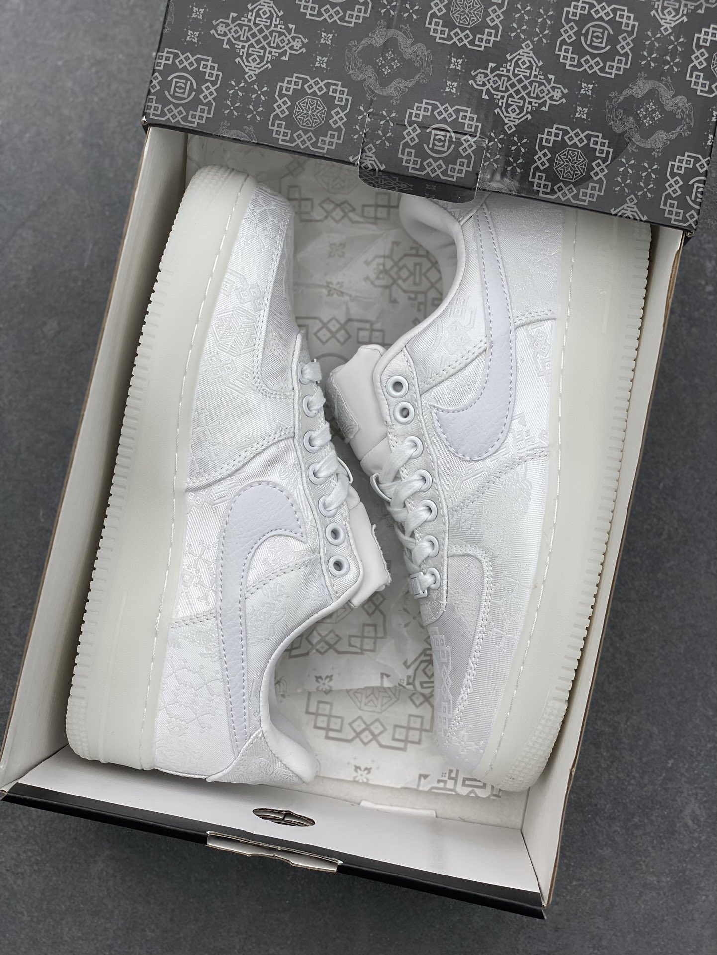 CLOT x Nike Air Force 1 Low PRM 'Rose Gold' White Silk Sneakers 10 i1732292752 6810 6