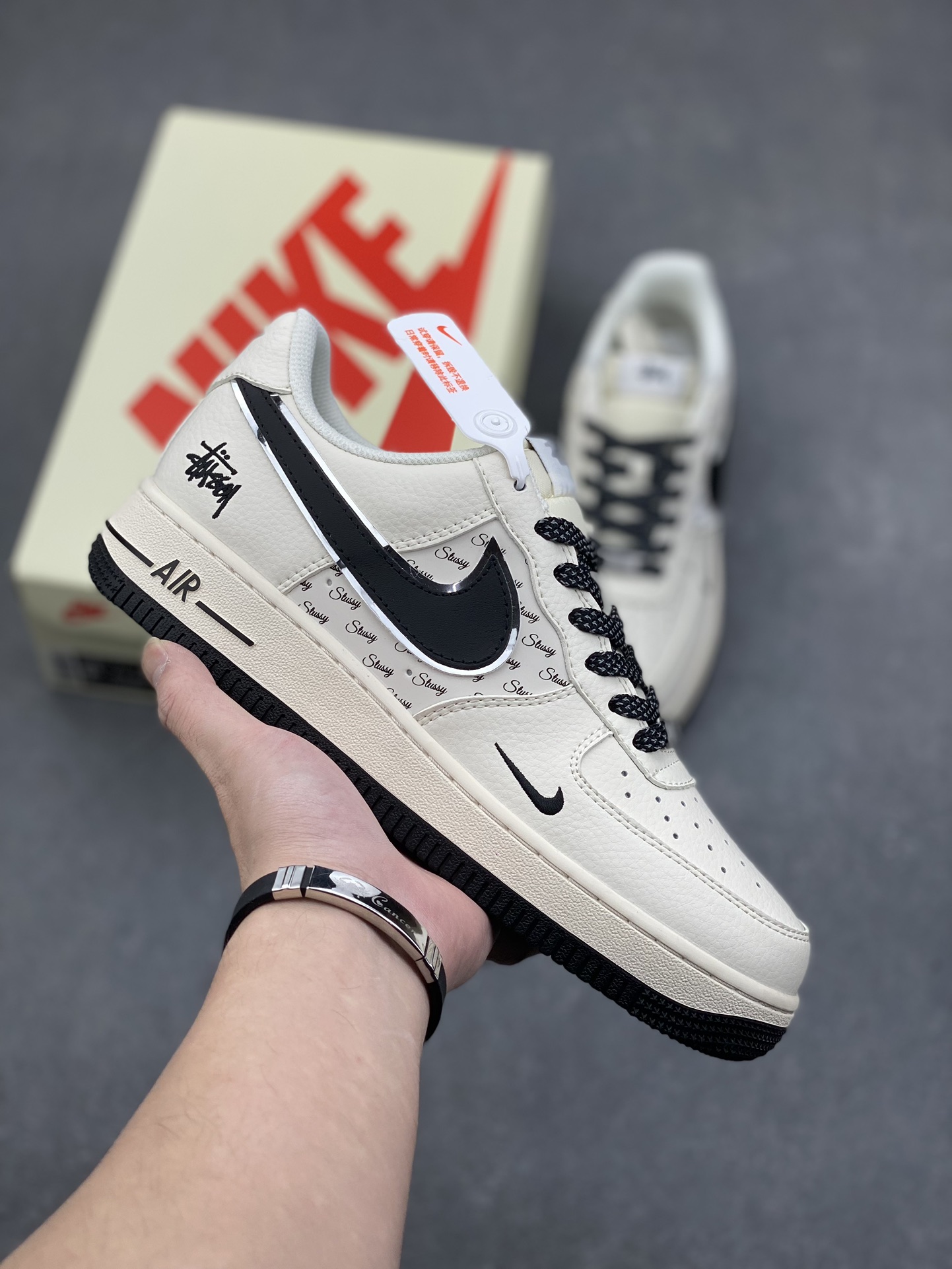 Nike Air Force 1 '07 Low Stussy Collab Sneakers - Limited Edition, Cream/Black 2 i1732293208 6497 6