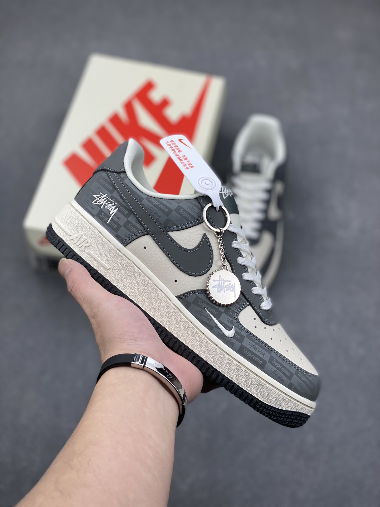 Nike Air Force 1 '07 Low Stussy Collab Sneakers - Cream/Grey Shadow Edition 2 i1732380956 1026 6