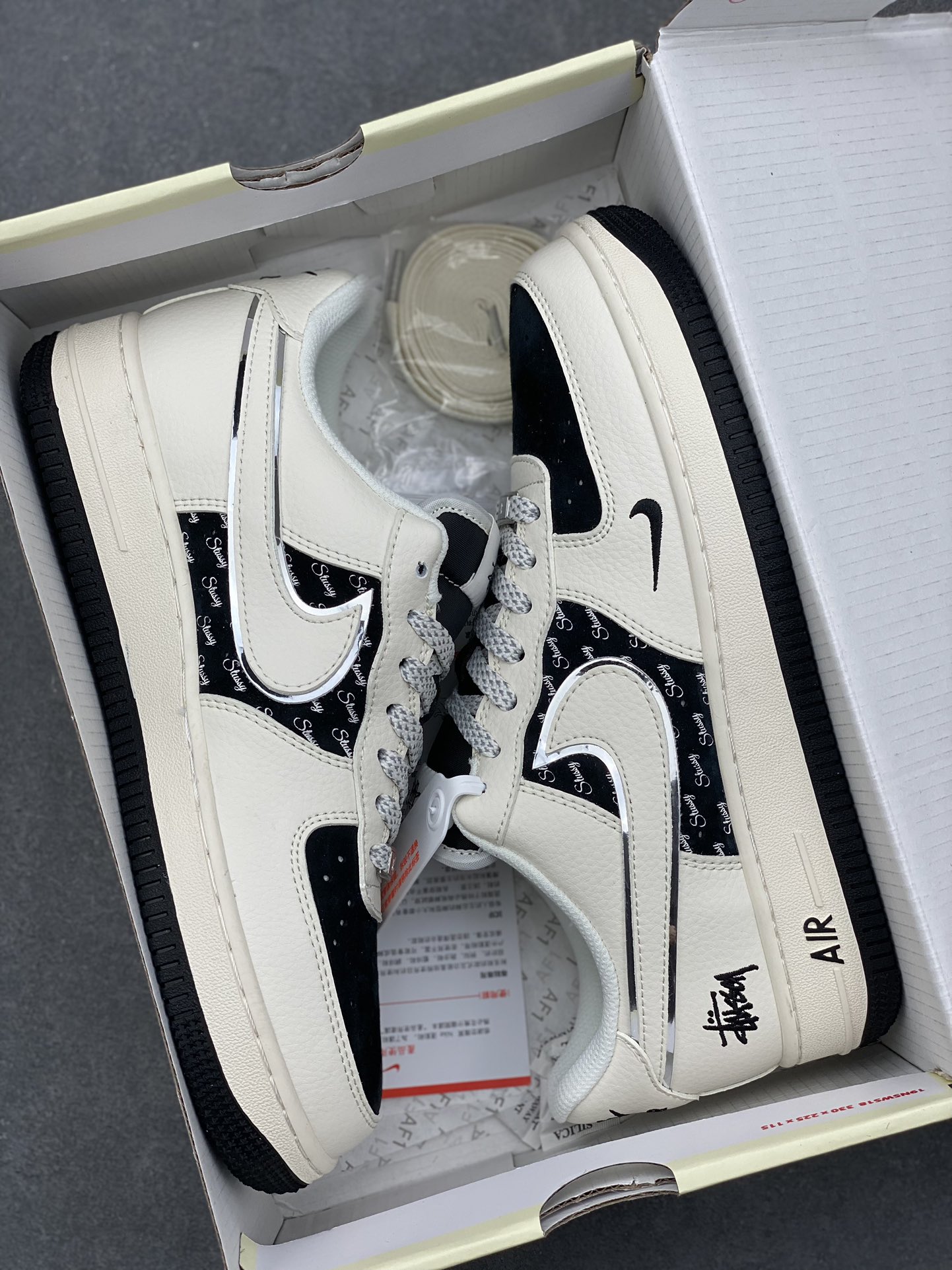 Nike Air Force 1 '07 Low Stussy Collab Sneakers - Cream/Black, Limited Edition 10 i1732380998 4219 6