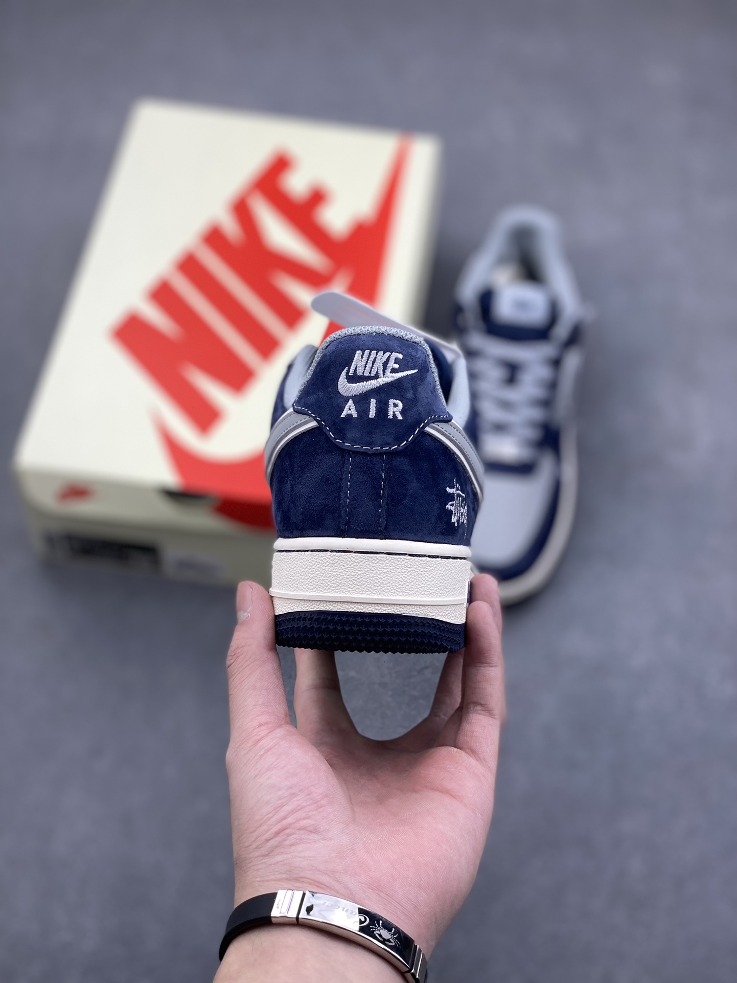 Nike Air Force 1 '07 Low Stussy Collab Sneakers - Gray Blue Suede 5 i1732491235 1125 2