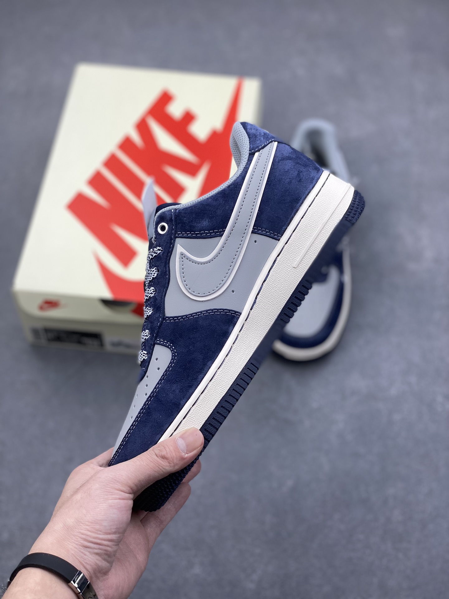 Nike Air Force 1 '07 Low Stussy Collab Sneakers - Gray Blue Suede 4 i1732491235 1374 0