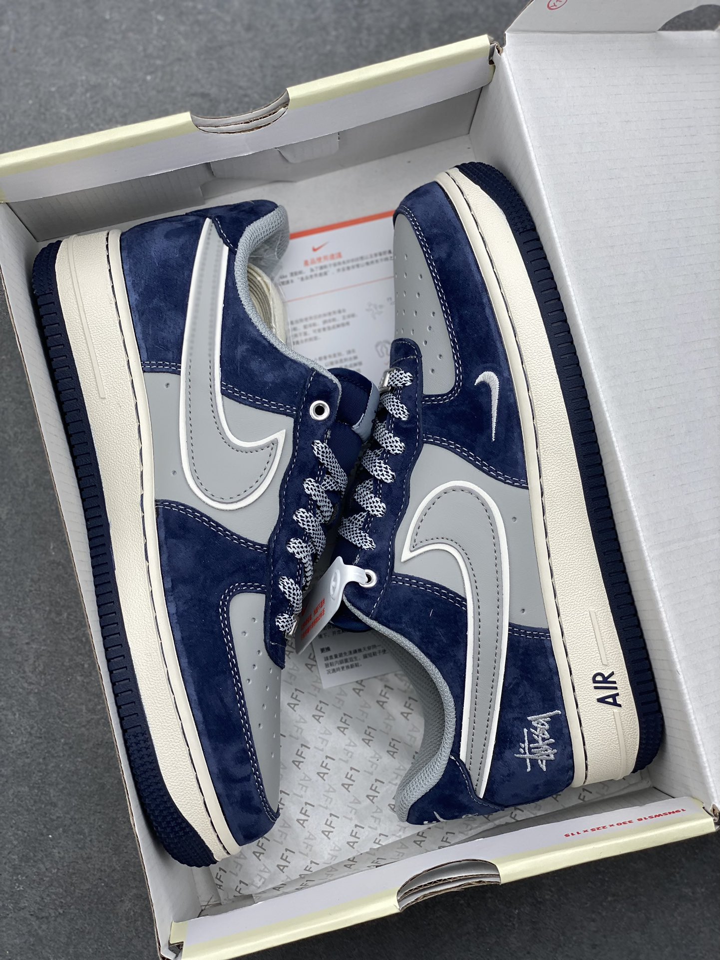 Nike Air Force 1 '07 Low Stussy Collab Sneakers - Gray Blue Suede 10 i1732491235 5960 8