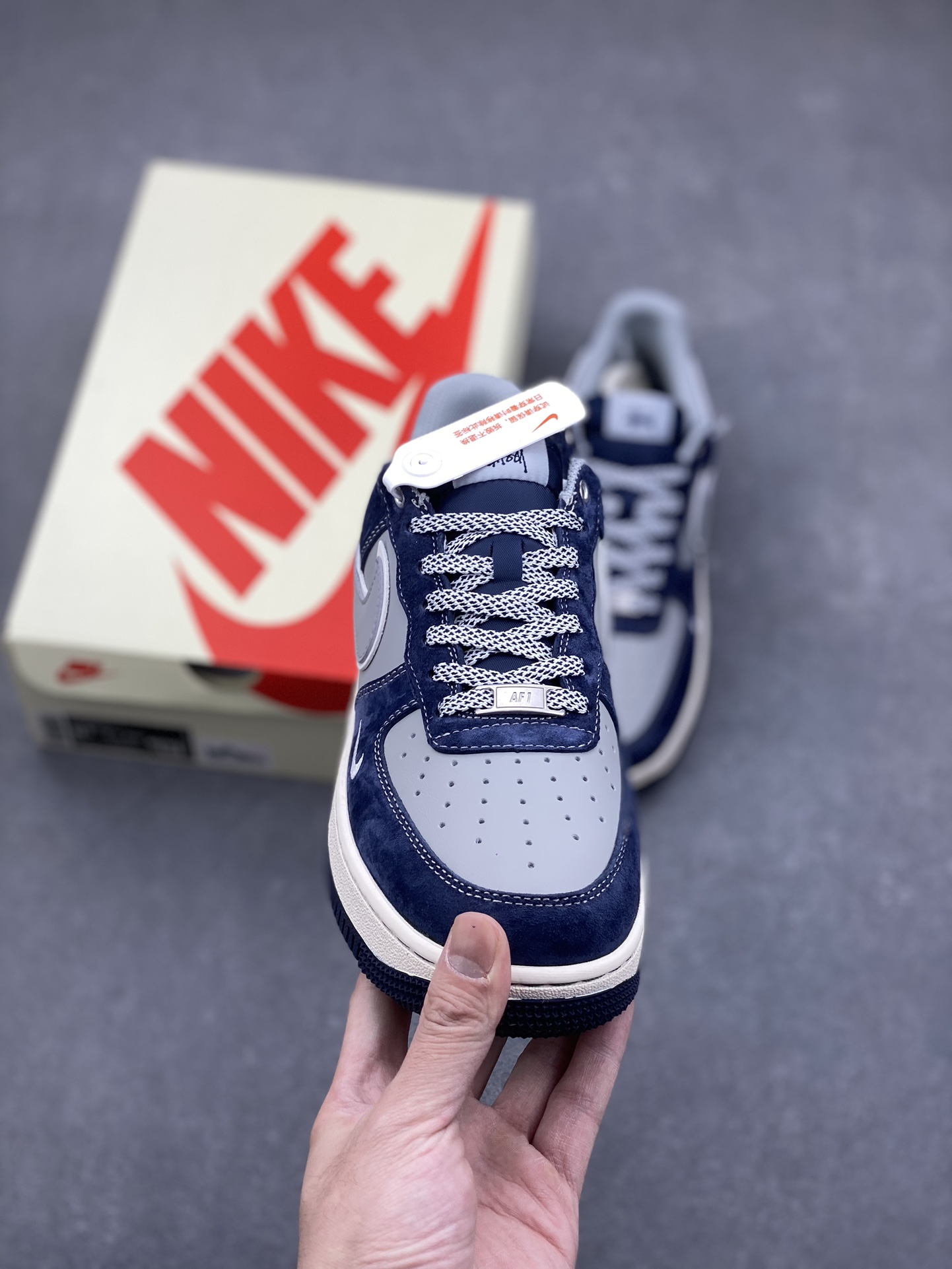 Nike Air Force 1 '07 Low Stussy Collab Sneakers - Gray Blue Suede 3 i1732491235 8436 6