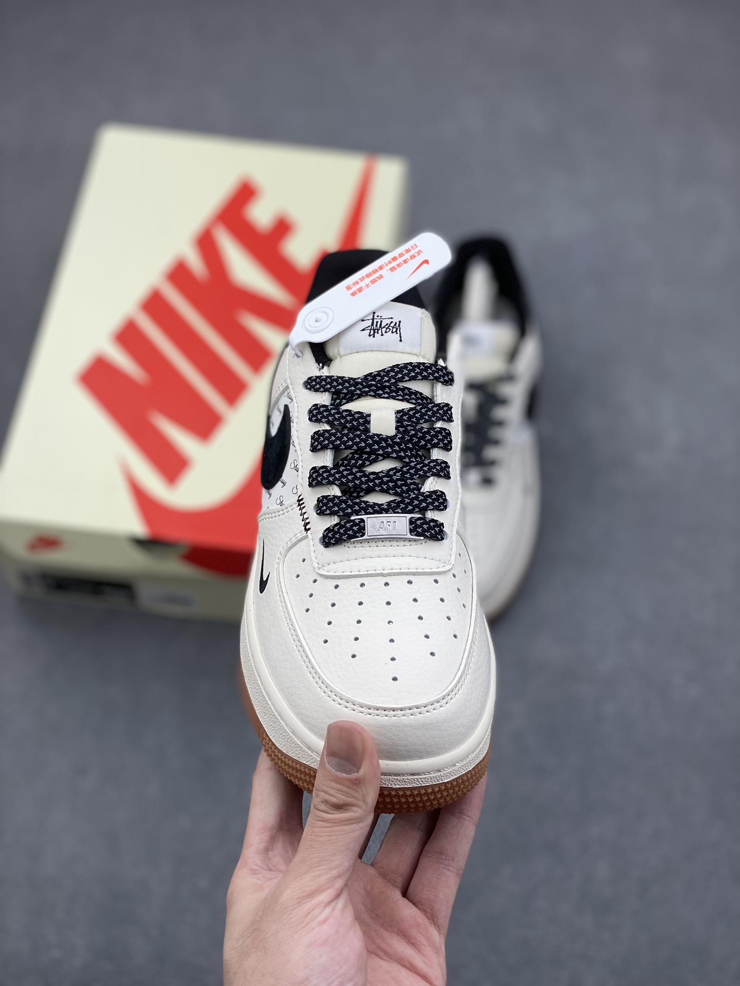 Nike Air Force 1 '07 Low Stussy Collab Sneakers - Limited Edition, Beige/Black 3 i1732564605 3001 3
