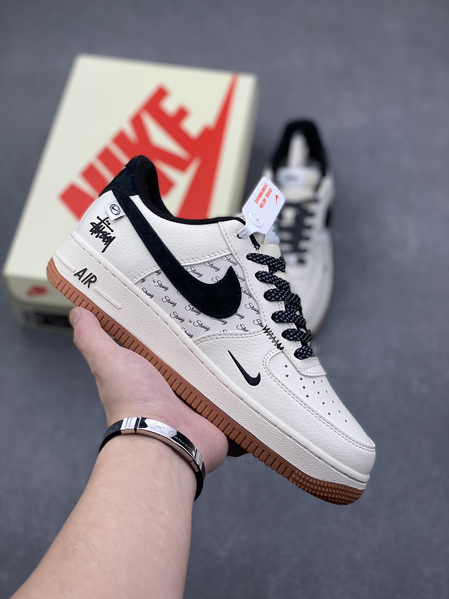 Nike Air Force 1 '07 Low Stussy Collab Sneakers - Limited Edition, Beige/Black 2 i1732564605 3795 4
