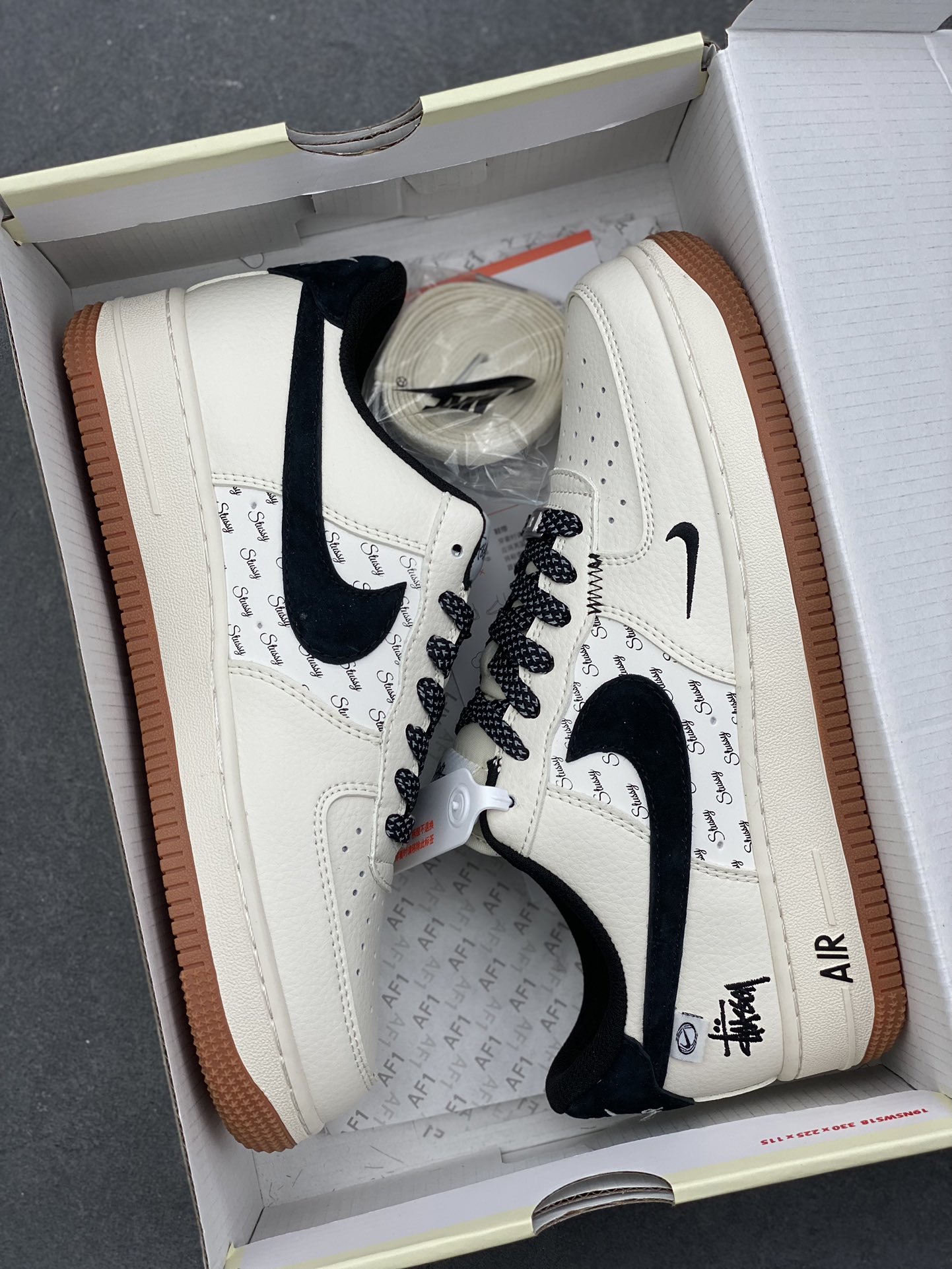 Nike Air Force 1 '07 Low Stussy Collab Sneakers - Limited Edition, Beige/Black 10 i1732564605 5873 2
