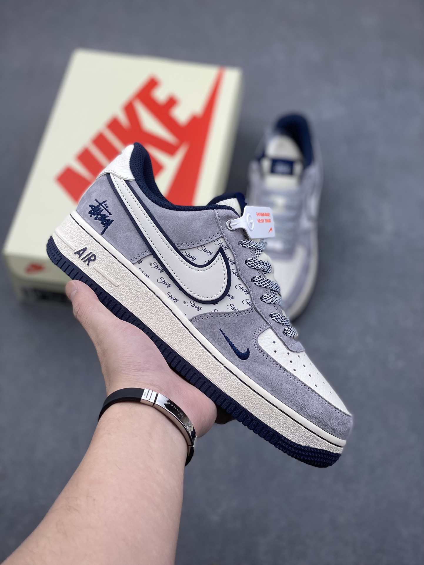 Nike Air Force 1 '07 Low Stussy Grey White Blue Sneakers 2 i1732736352 381 2