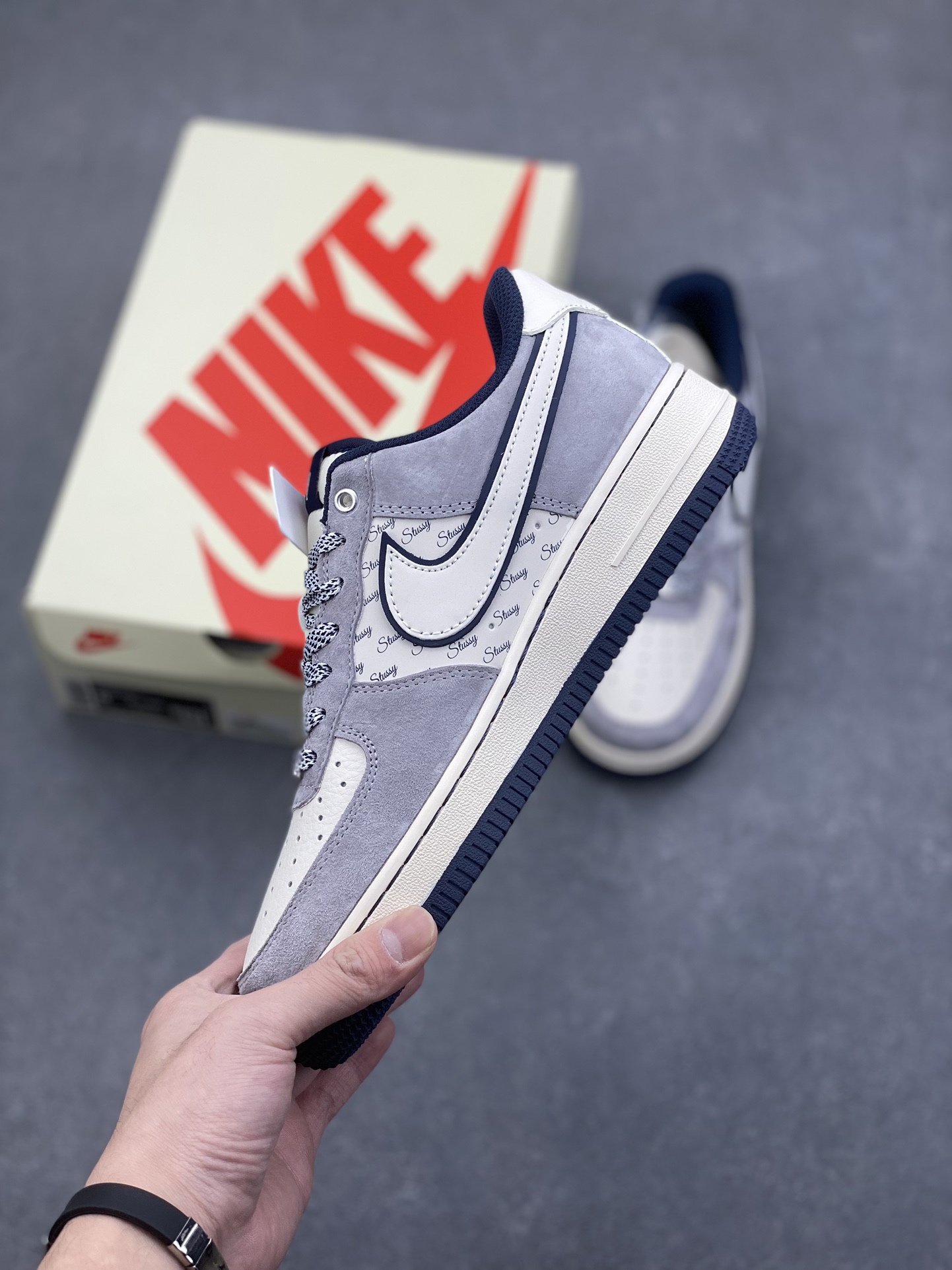 Nike Air Force 1 '07 Low Stussy Grey White Blue Sneakers 4 i1732736352 402 3