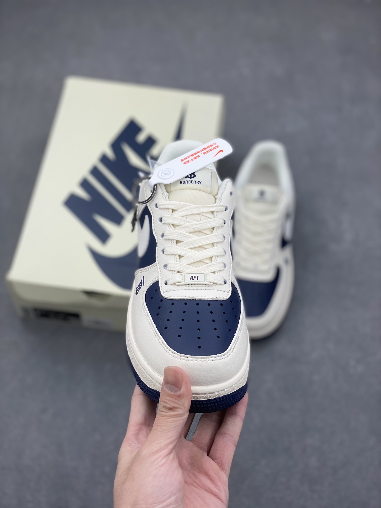 Nike Air Force 1 '07 Low Burberry Collab Sneakers - White/Navy 3 i1732811309 3513 2