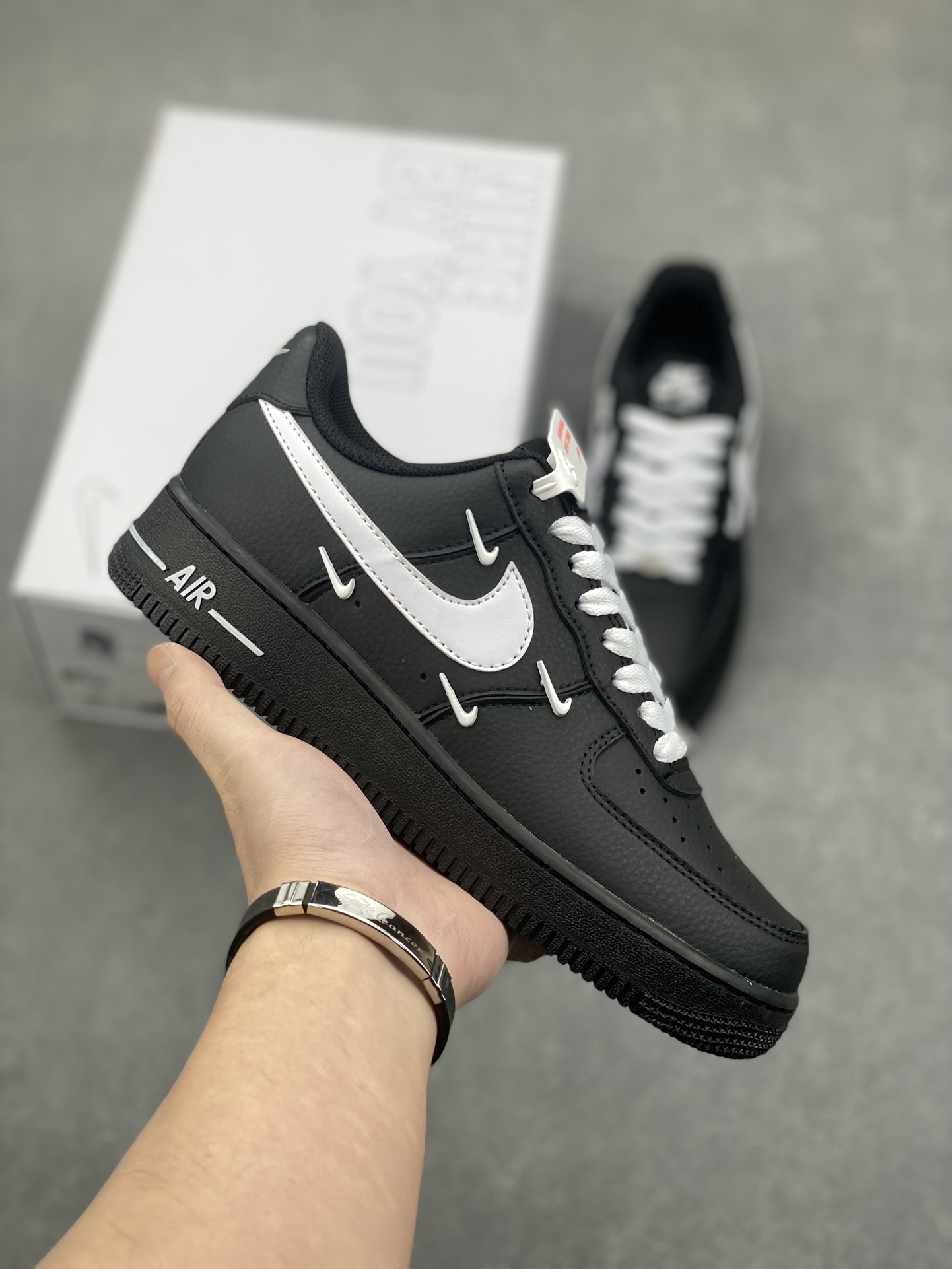 Nike Air Force 1 Low Black White Stitch, Classic Style, Comfortable Sneakers
