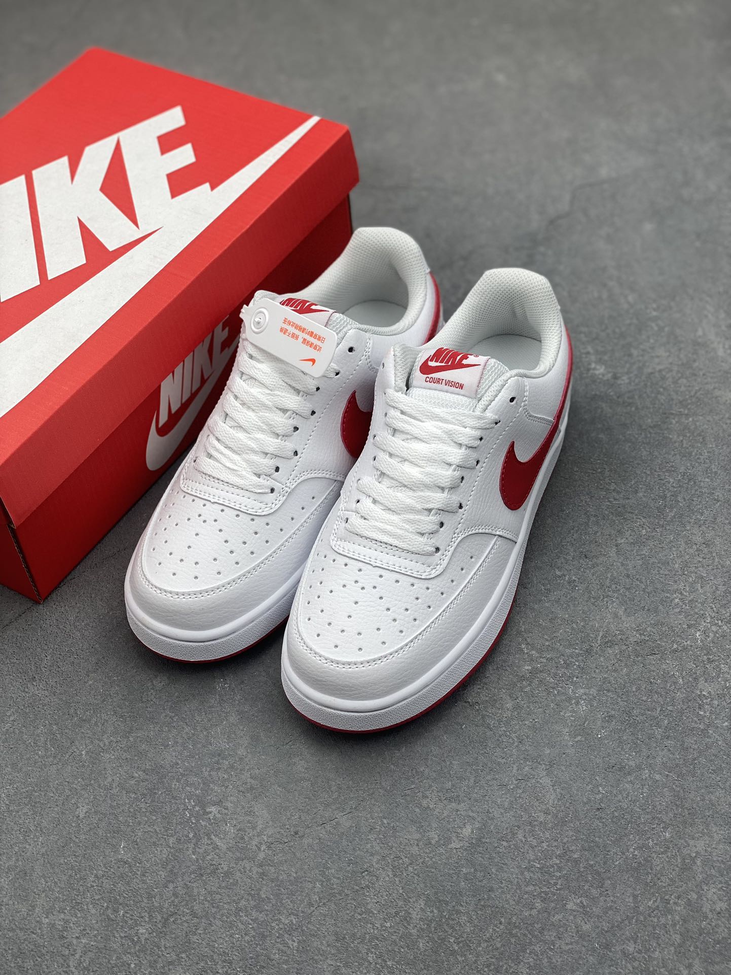 Nike Court Vision Low White/Red Classic Sneakers Comfortable Fashion CD5463-102 9 i1732995425 6689 7