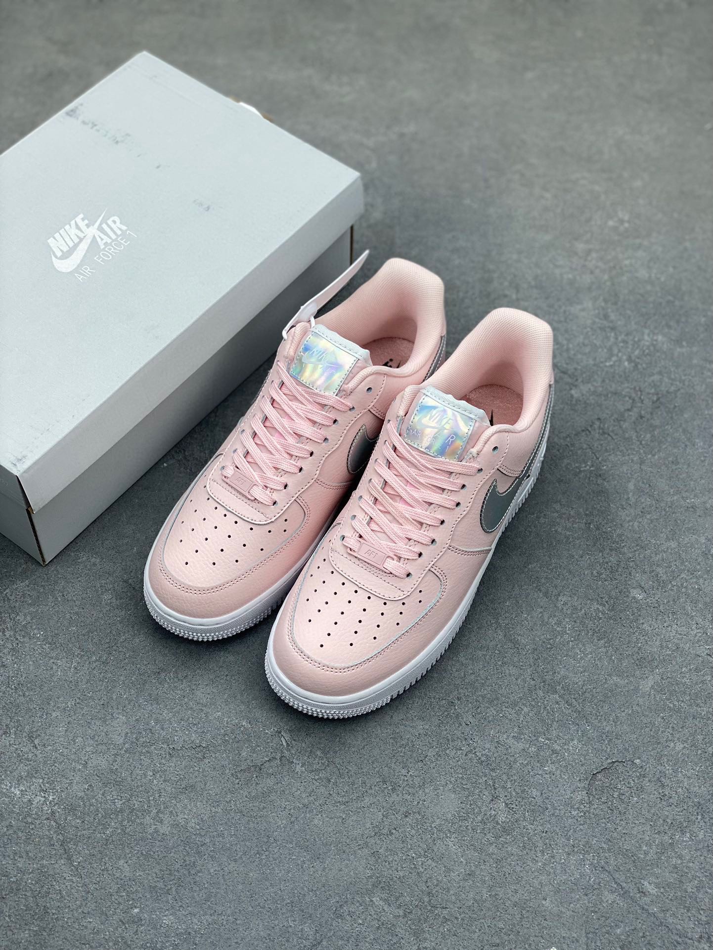 Nike Air Force 1 Low Pink Iridescent Swoosh Women's Shoes GJ1646-100 9 i1732998607 2737 2