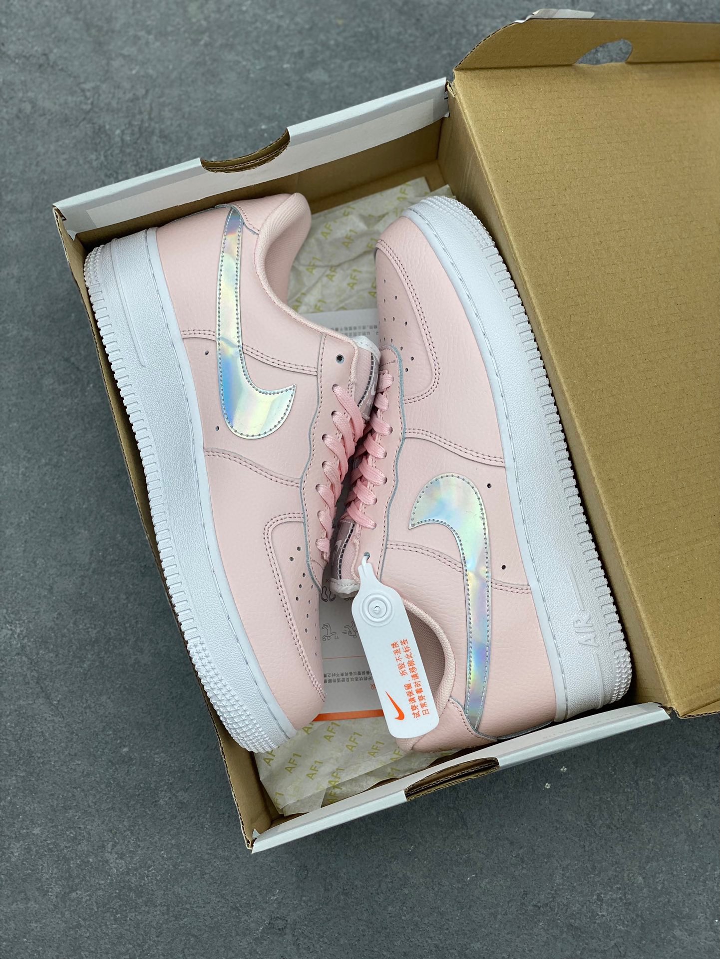 Nike Air Force 1 Low Pink Iridescent Swoosh Women's Shoes GJ1646-100 10 i1732998607 4446 6