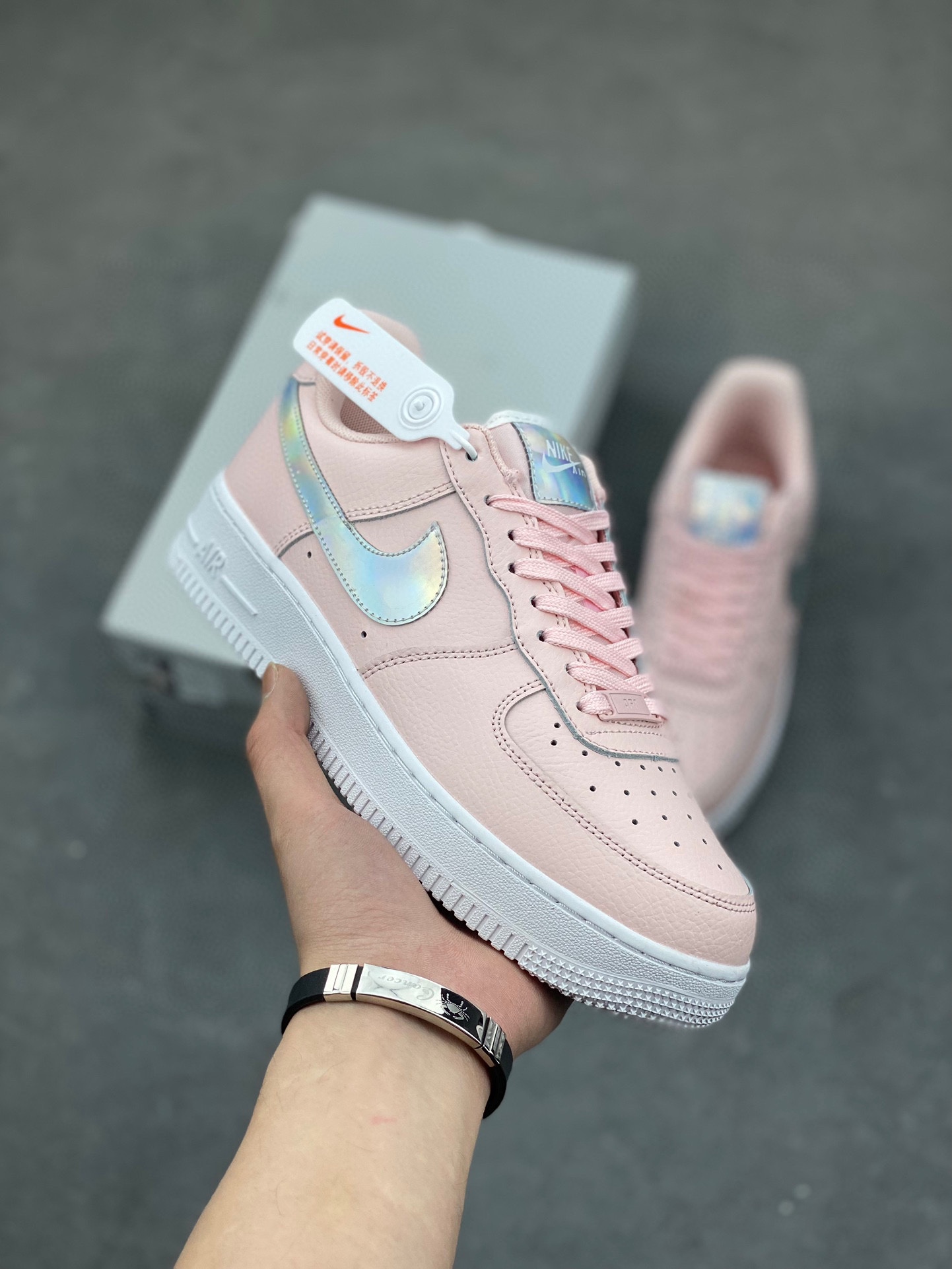 Nike Air Force 1 Low Pink Iridescent Swoosh Women's Shoes GJ1646-100 2 i1732998607 8904 0