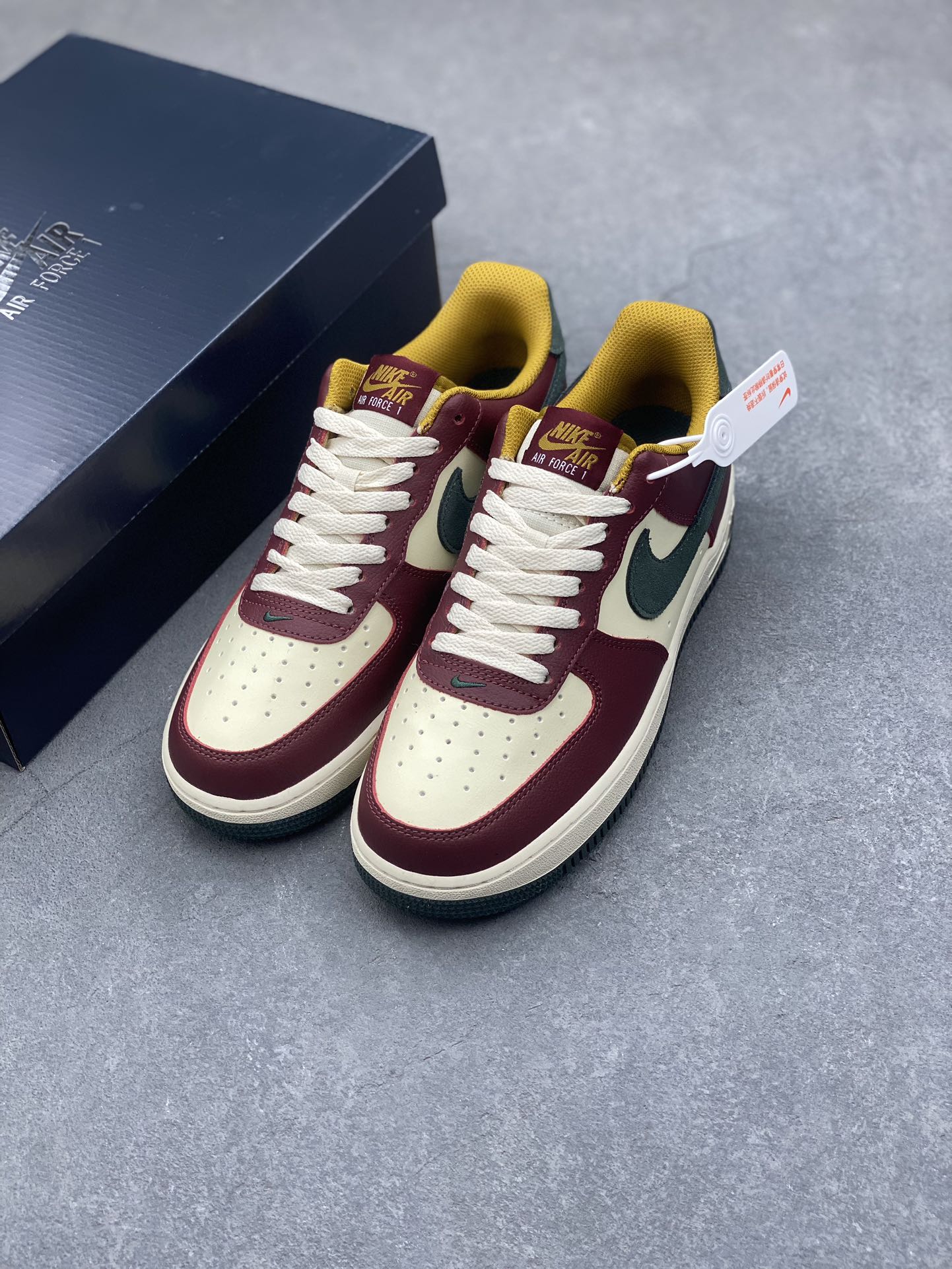 Nike Air Force 1 Low '07: Burgundy, Green & Yellow Retro Sneakers 9 i1733157681 7584 6