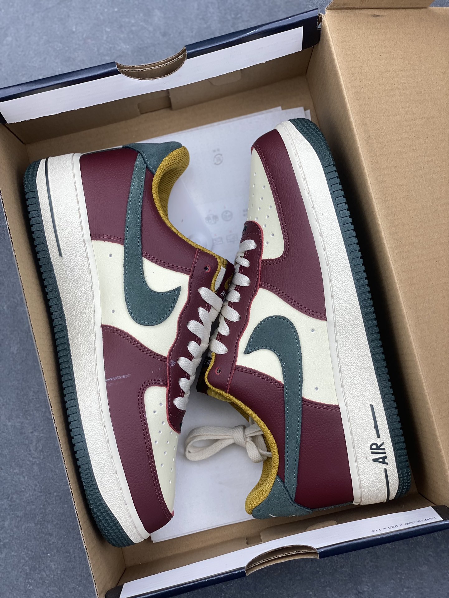 Nike Air Force 1 Low '07: Burgundy, Green & Yellow Retro Sneakers 10 i1733157681 7865 7