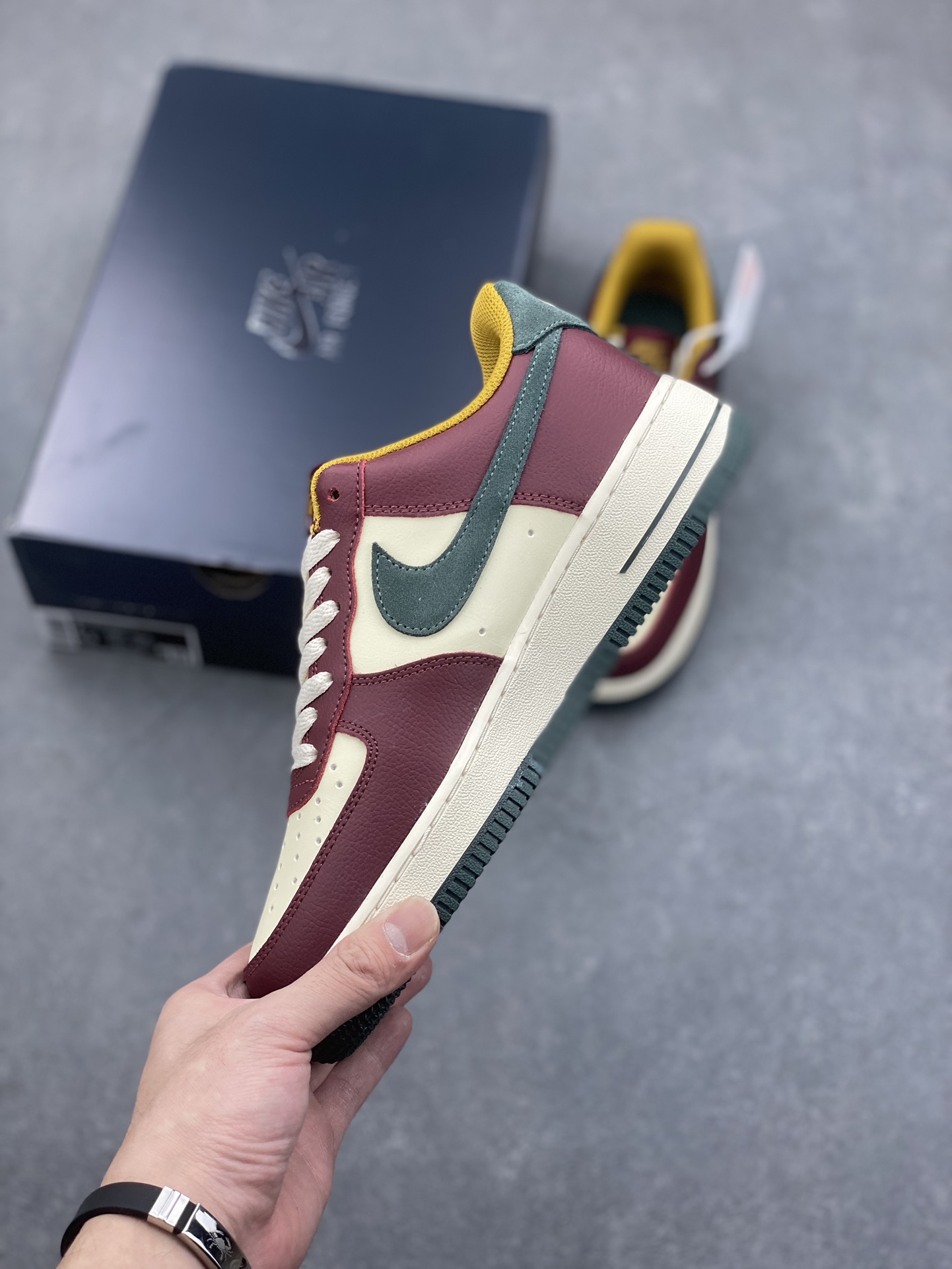 Nike Air Force 1 Low '07: Burgundy, Green & Yellow Retro Sneakers 4 i1733157681 9548 5