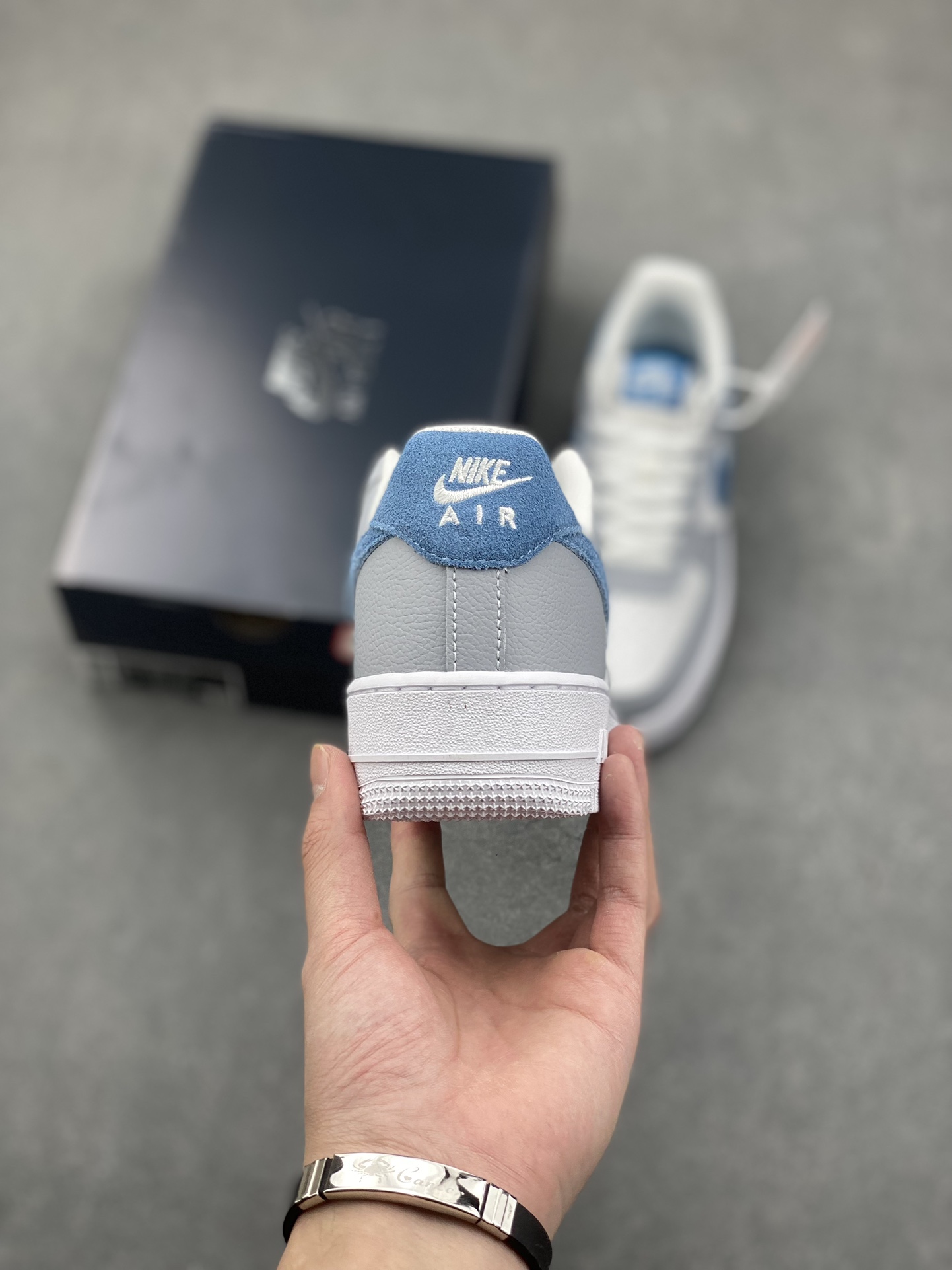 Nike Air Force 1 '07 Low Gray/Blue Leather Casual Sneakers 5 i1733245935 8011 4