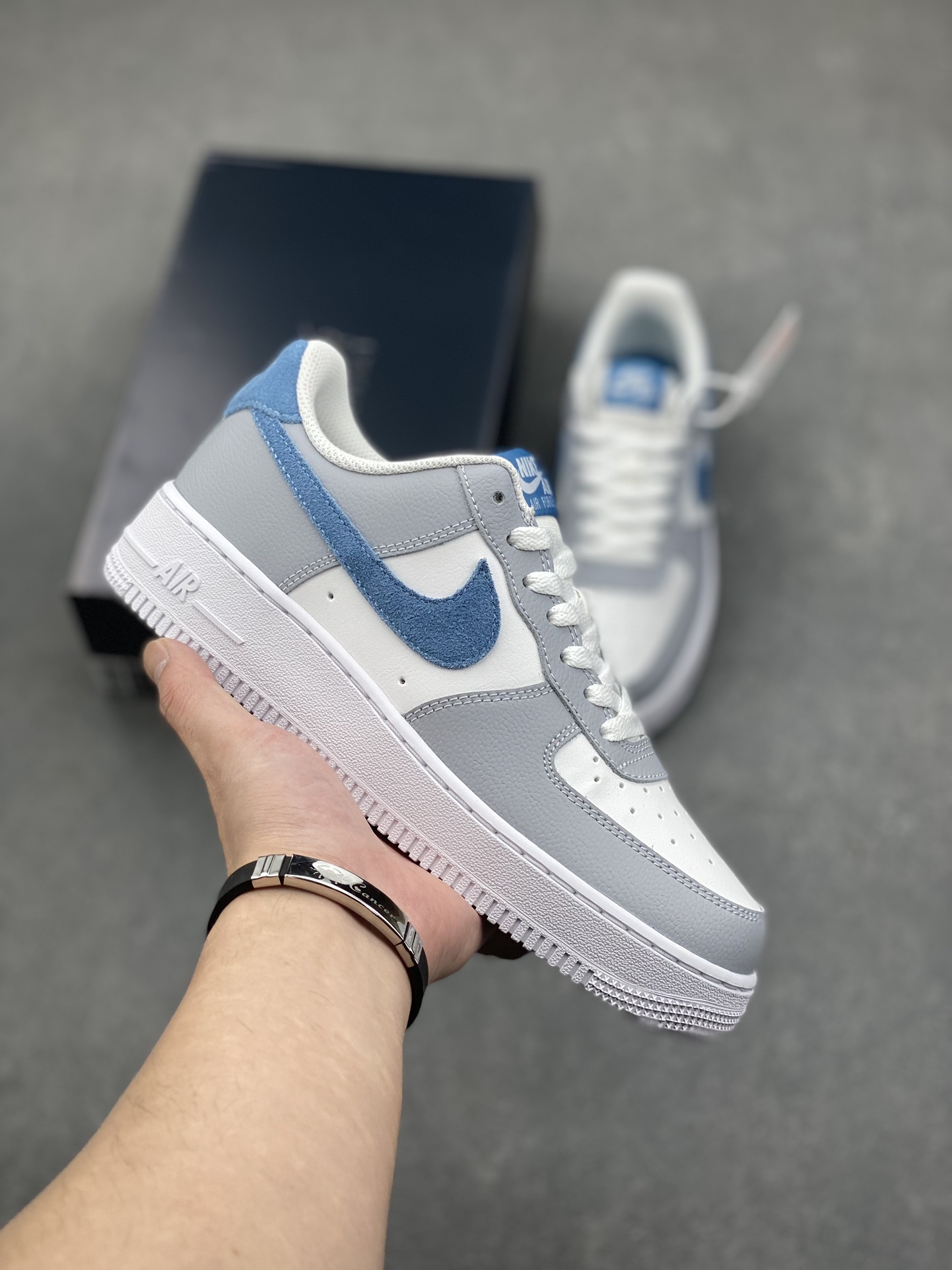 Nike Air Force 1 '07 Low Gray/Blue Leather Casual Sneakers 2 i1733245935 8412 5