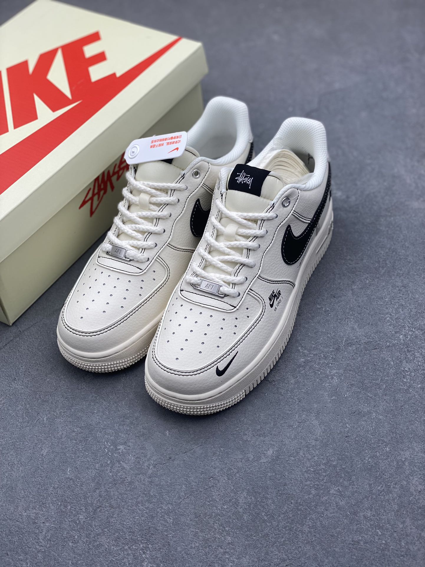 Nike Air Force 1 '07 Low Stussy Collab - Cream/Black, Limited Edition Shoes 9 i1733246418 6696 0