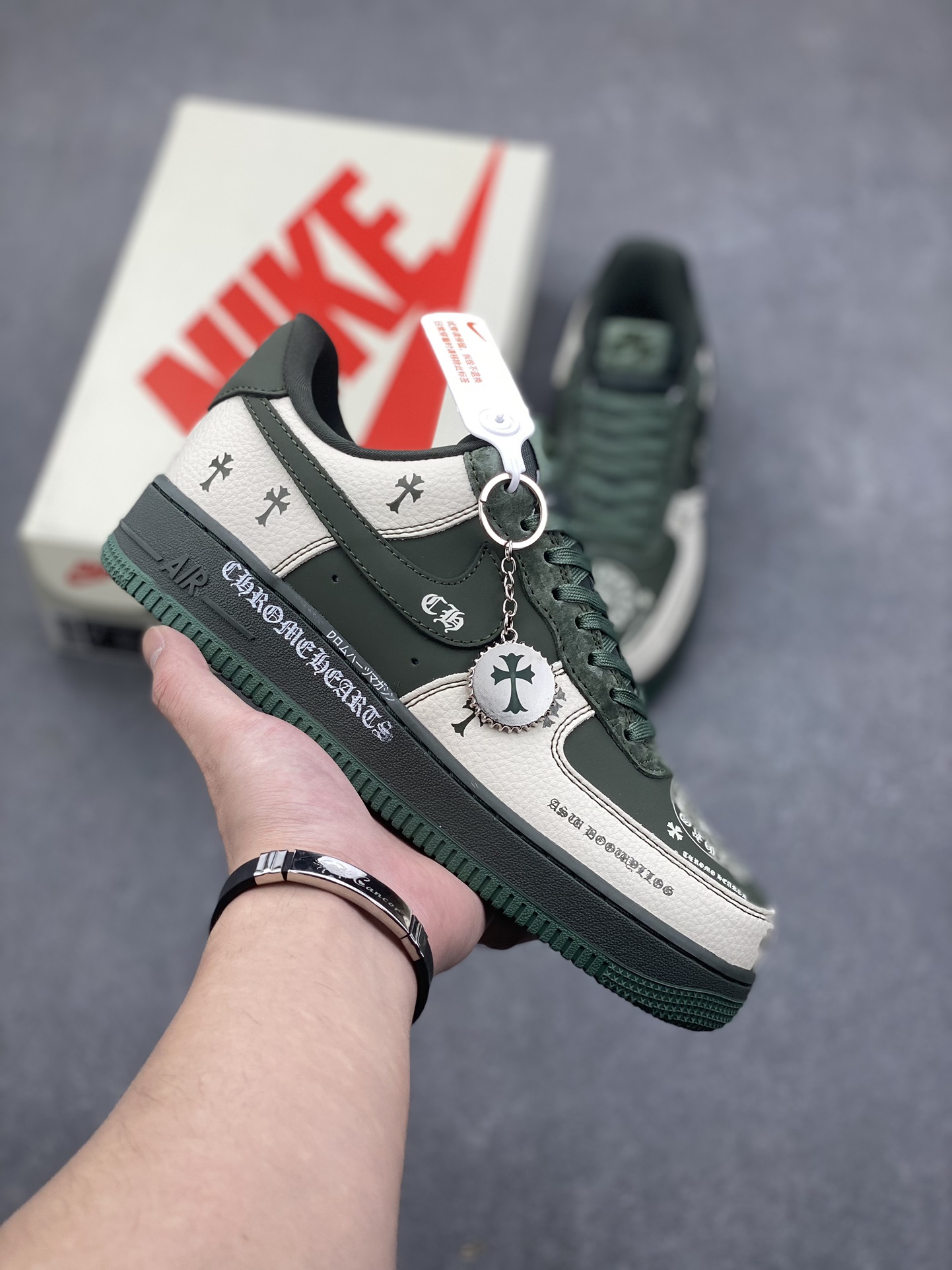Nike Air Force 1 '07 Low Chrome Hearts Collab Sneakers - Moss Green/Cream 2 i1733246455 242 8