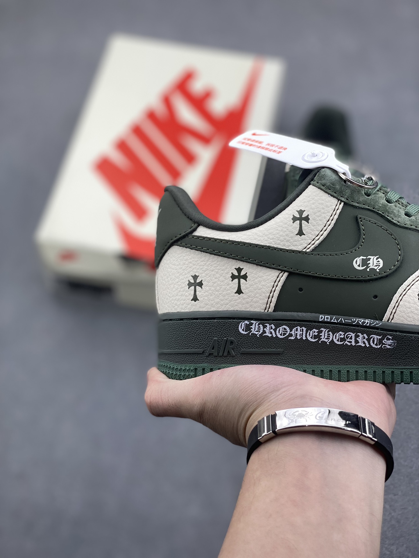 Nike Air Force 1 '07 Low Chrome Hearts Collab Sneakers - Moss Green/Cream 6 i1733246455 4204 1