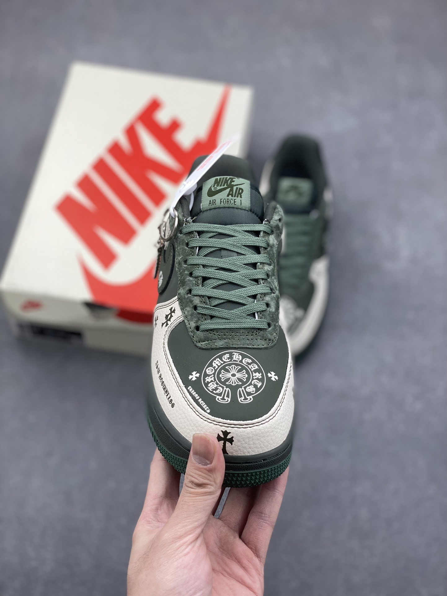 Nike Air Force 1 '07 Low Chrome Hearts Collab Sneakers - Moss Green/Cream 3 i1733246455 4301 7