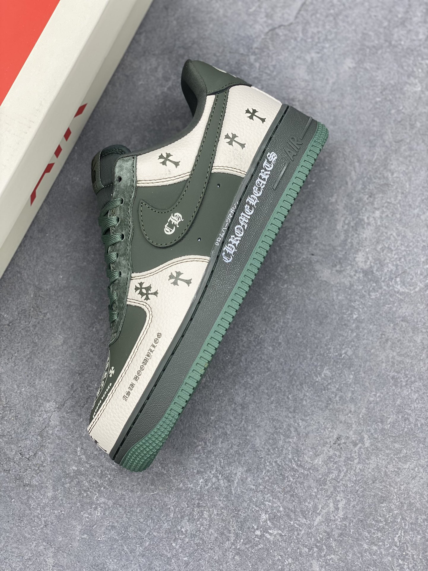 Nike Air Force 1 '07 Low Chrome Hearts Collab Sneakers - Moss Green/Cream 8 i1733246455 6515 6