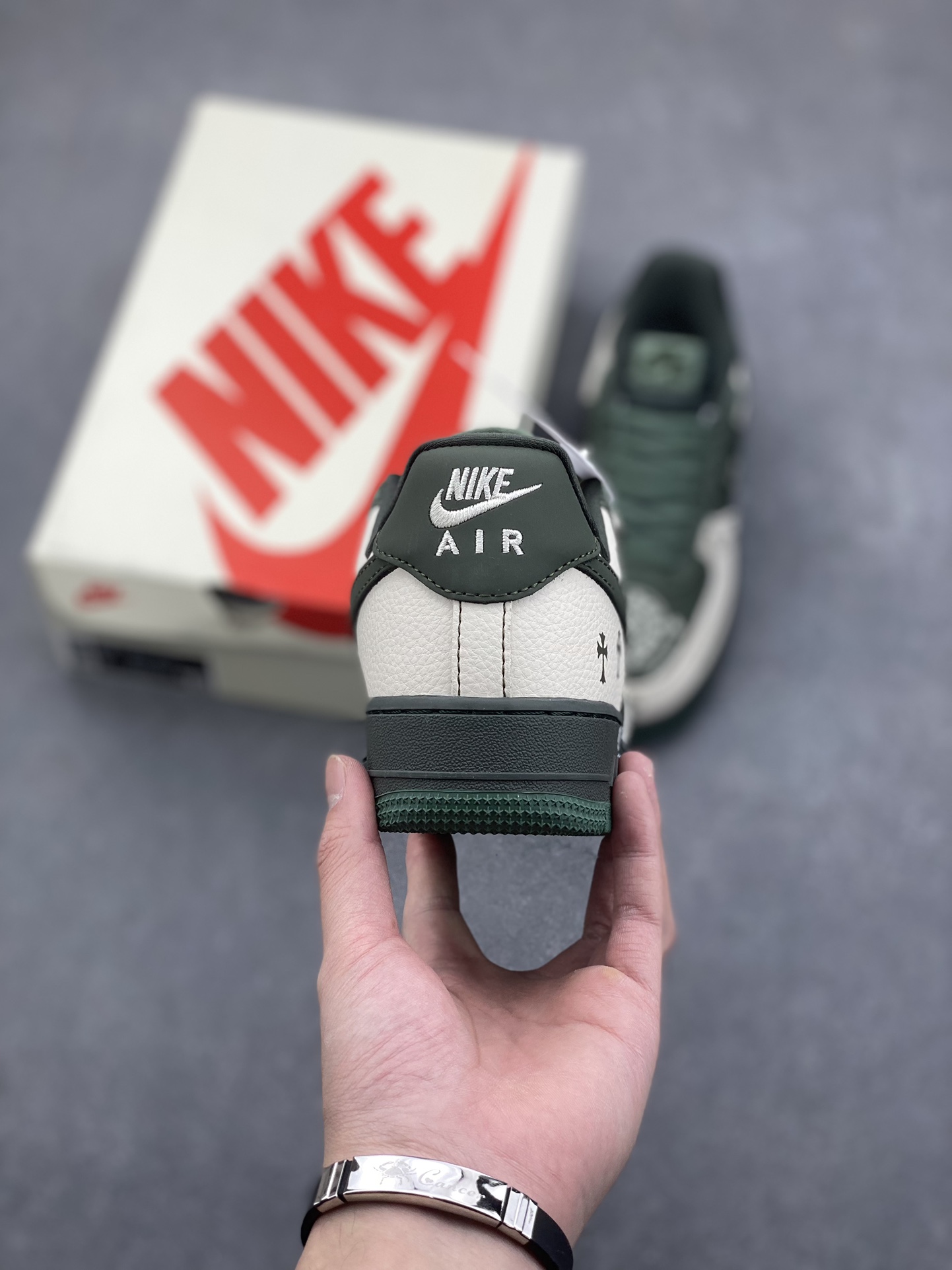 Nike Air Force 1 '07 Low Chrome Hearts Collab Sneakers - Moss Green/Cream 5 i1733246455 7072 5
