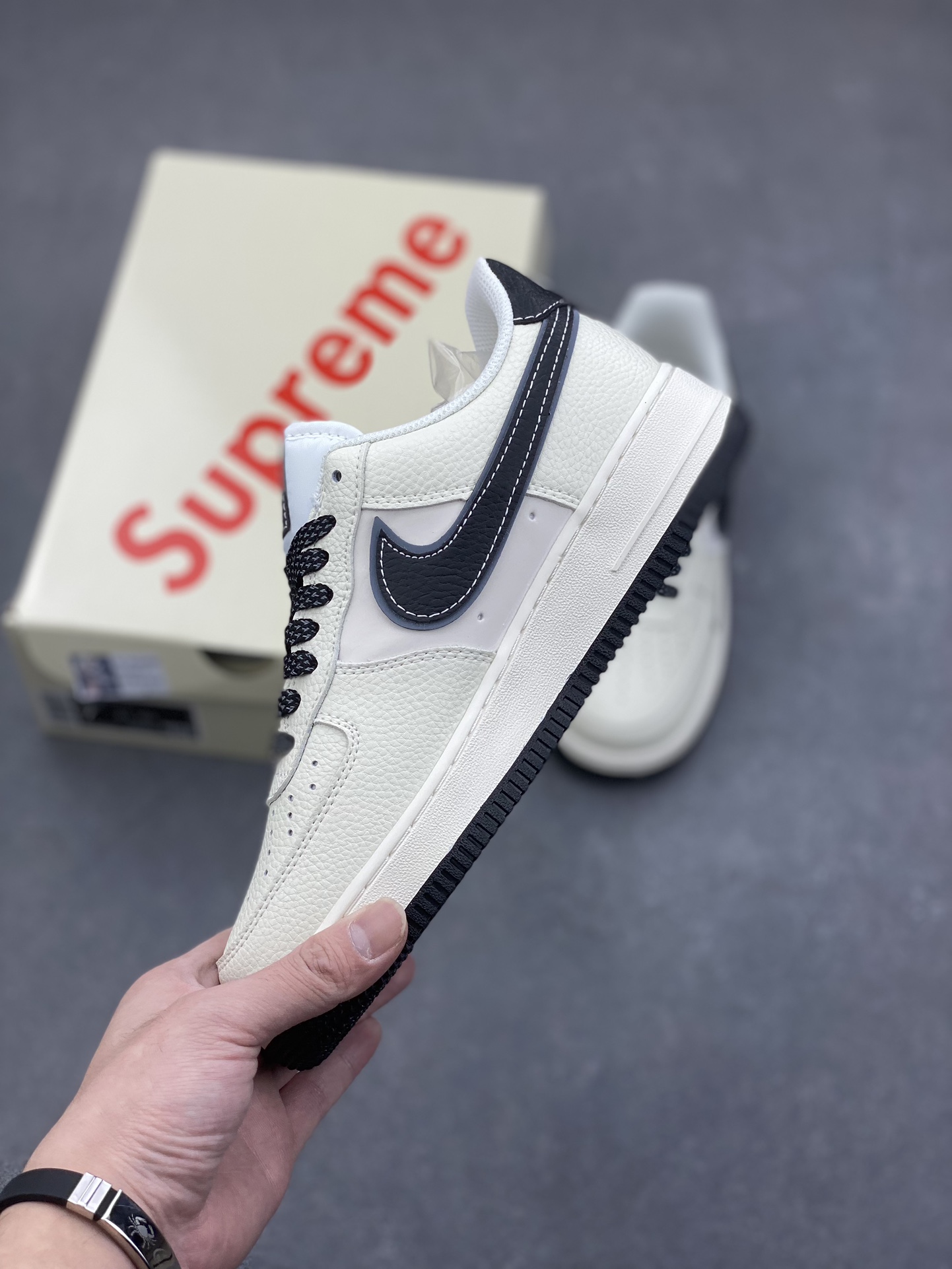 Nike Air Force 1 '07 Low Supreme Collab Sneakers - Cream/Black, All Sizes 4 i1733418242 3539 5