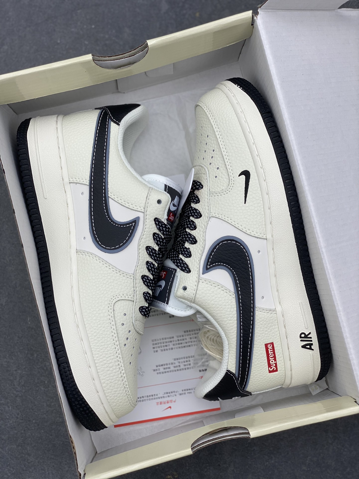 Nike Air Force 1 '07 Low Supreme Collab Sneakers - Cream/Black, All Sizes 10 i1733418242 4128 0