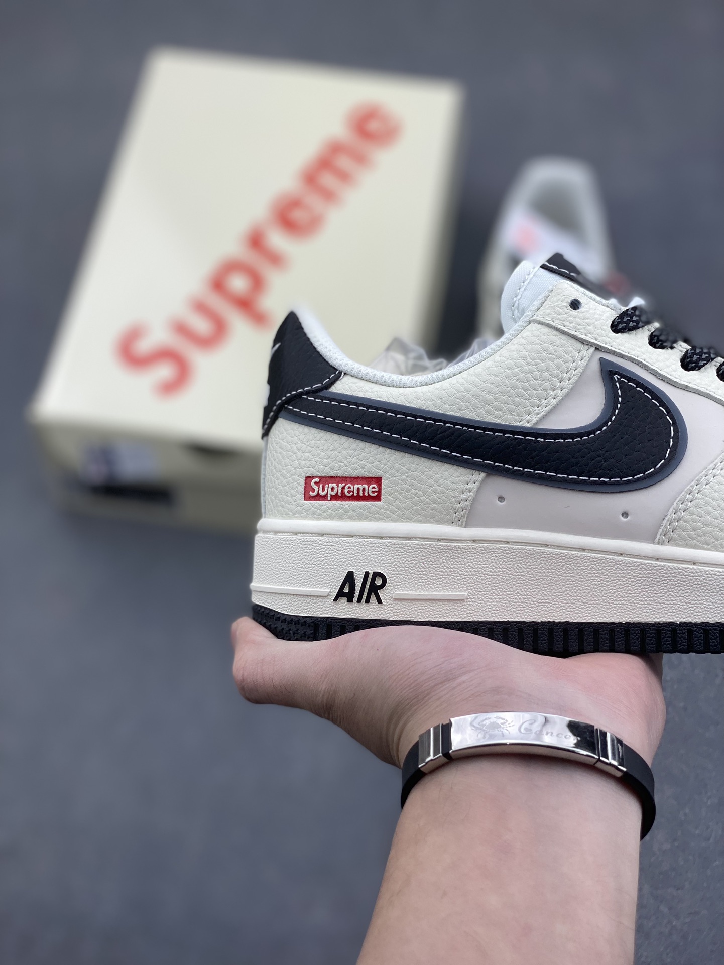 Nike Air Force 1 '07 Low Supreme Collab Sneakers - Cream/Black, All Sizes 6 i1733418243 2213 8