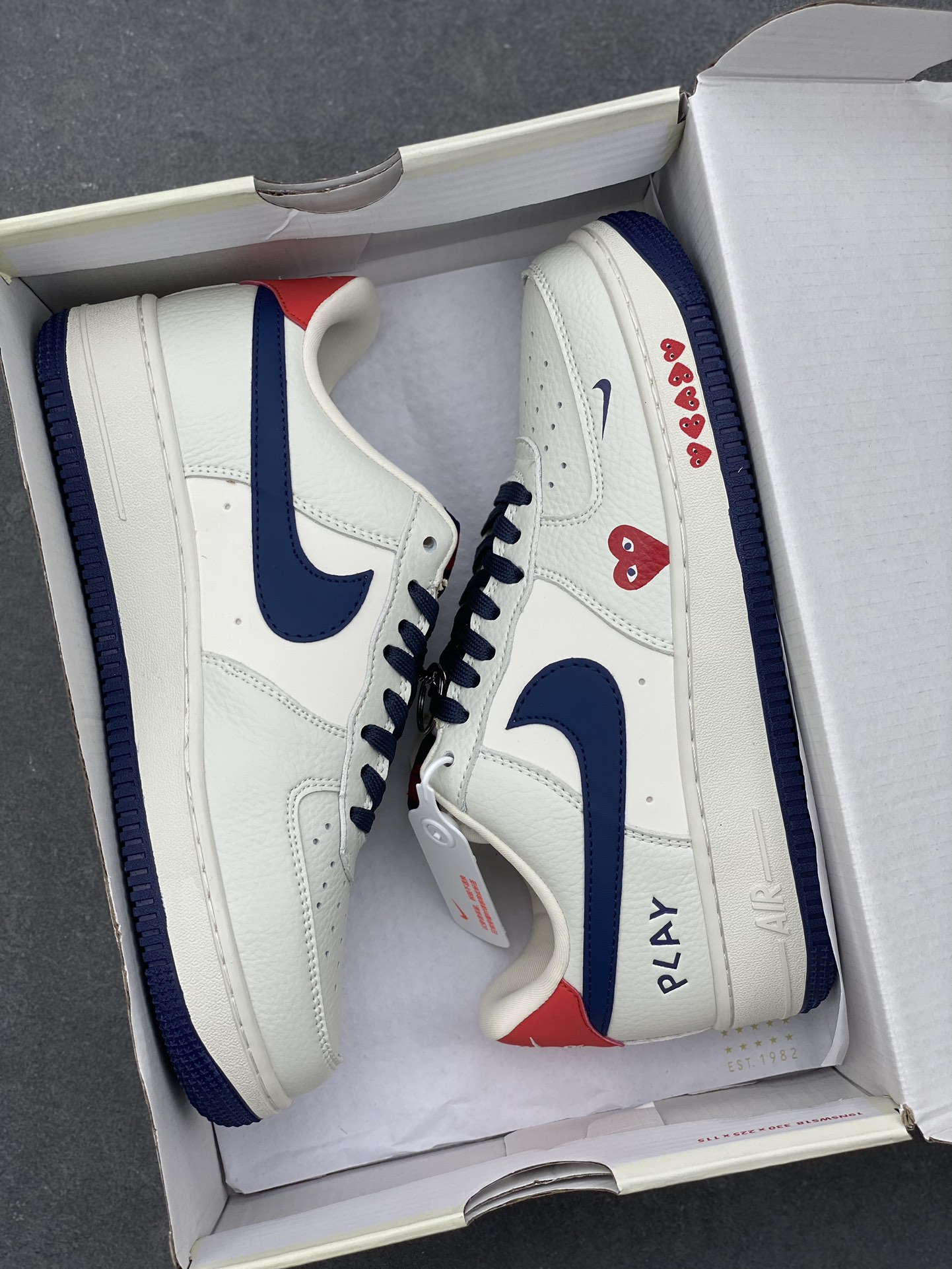 Nike Air Force 1 '07 Low CDG Play Collab Sneakers - Off White/Navy 10 i1733590798 7379 4