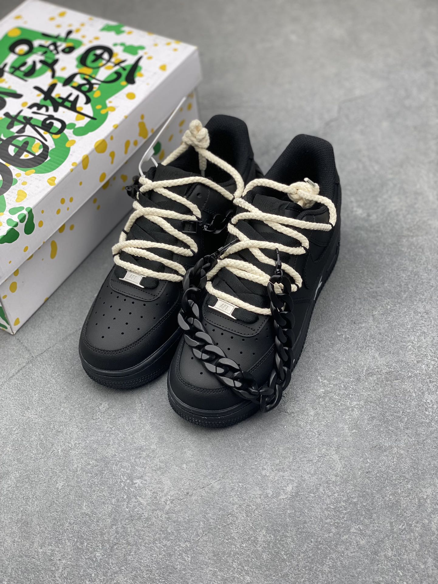 Nike Air Force 1 Low Black Deconstructed Custom Sneakers CW2288-763 9 i1733728873 1634 5