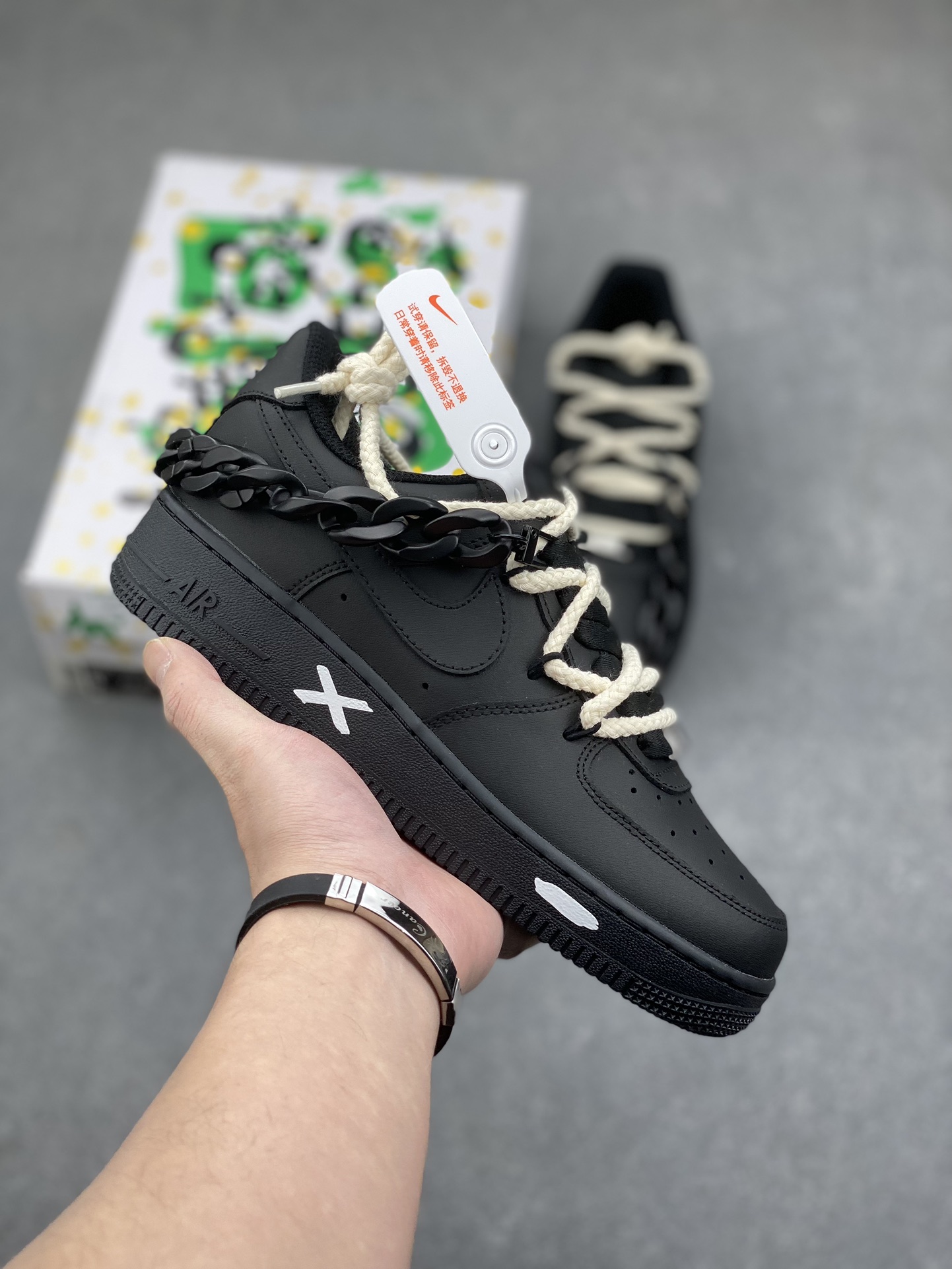 Nike Air Force 1 Low Black Deconstructed Custom Sneakers CW2288-763 2 i1733728873 7678 4