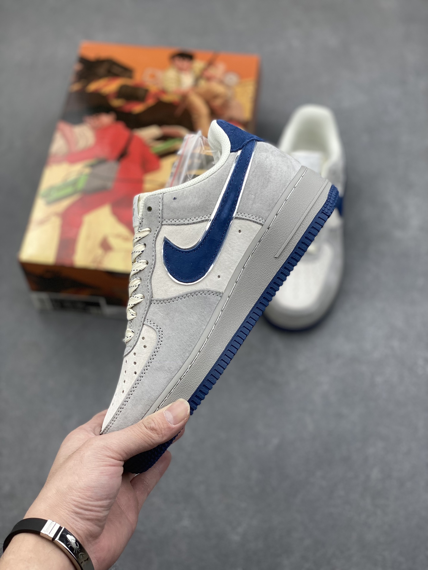 AKIRA x Nike Air Force 1 Low '07 Grey Blue Suede Sneakers DJ3966-133 4 i1733772130 1620 3