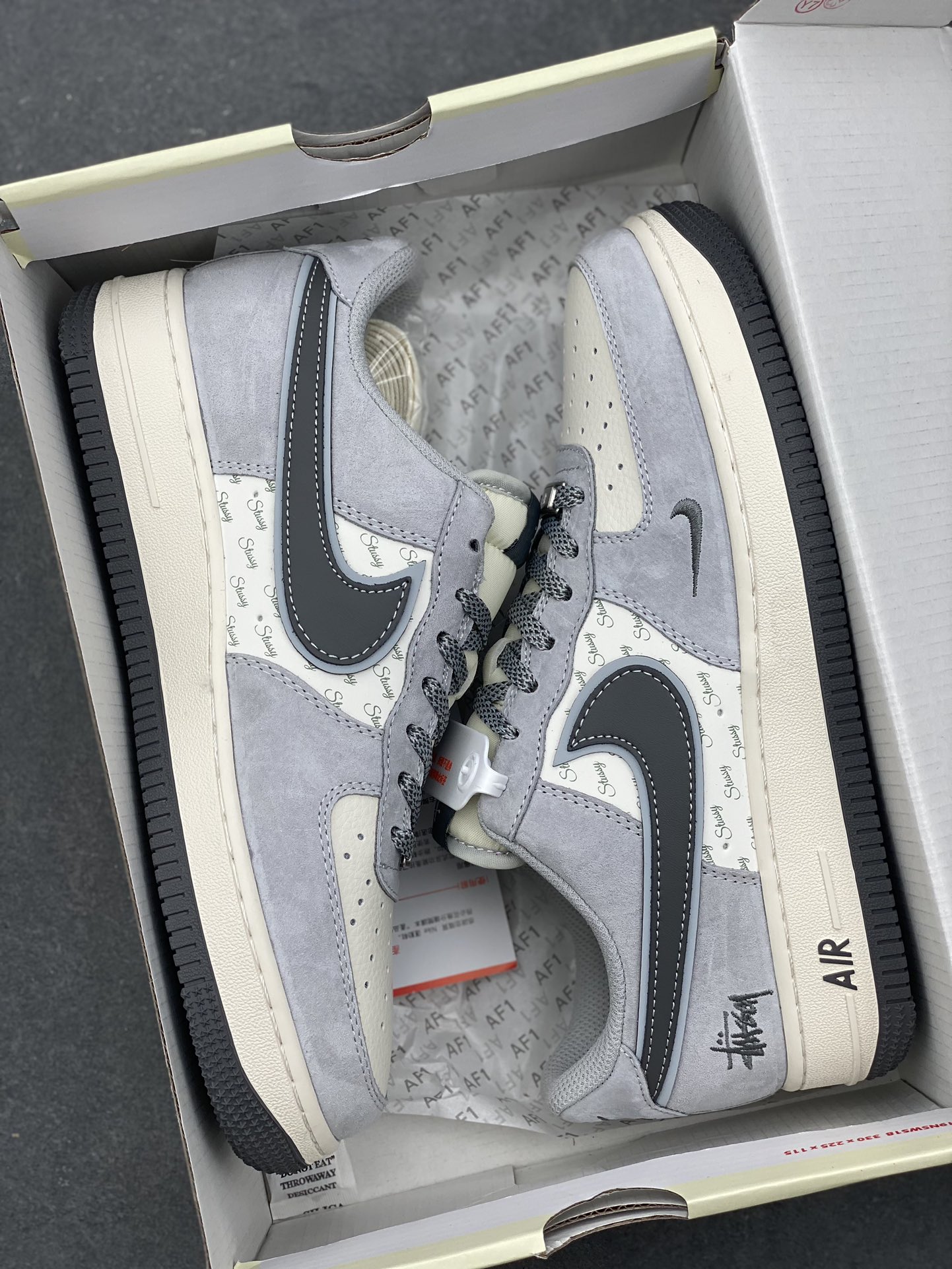 Nike Air Force 1 '07 Low Stussy Collab Sneakers - Gray Tones and Custom Details 10 i1734196463 5254 2