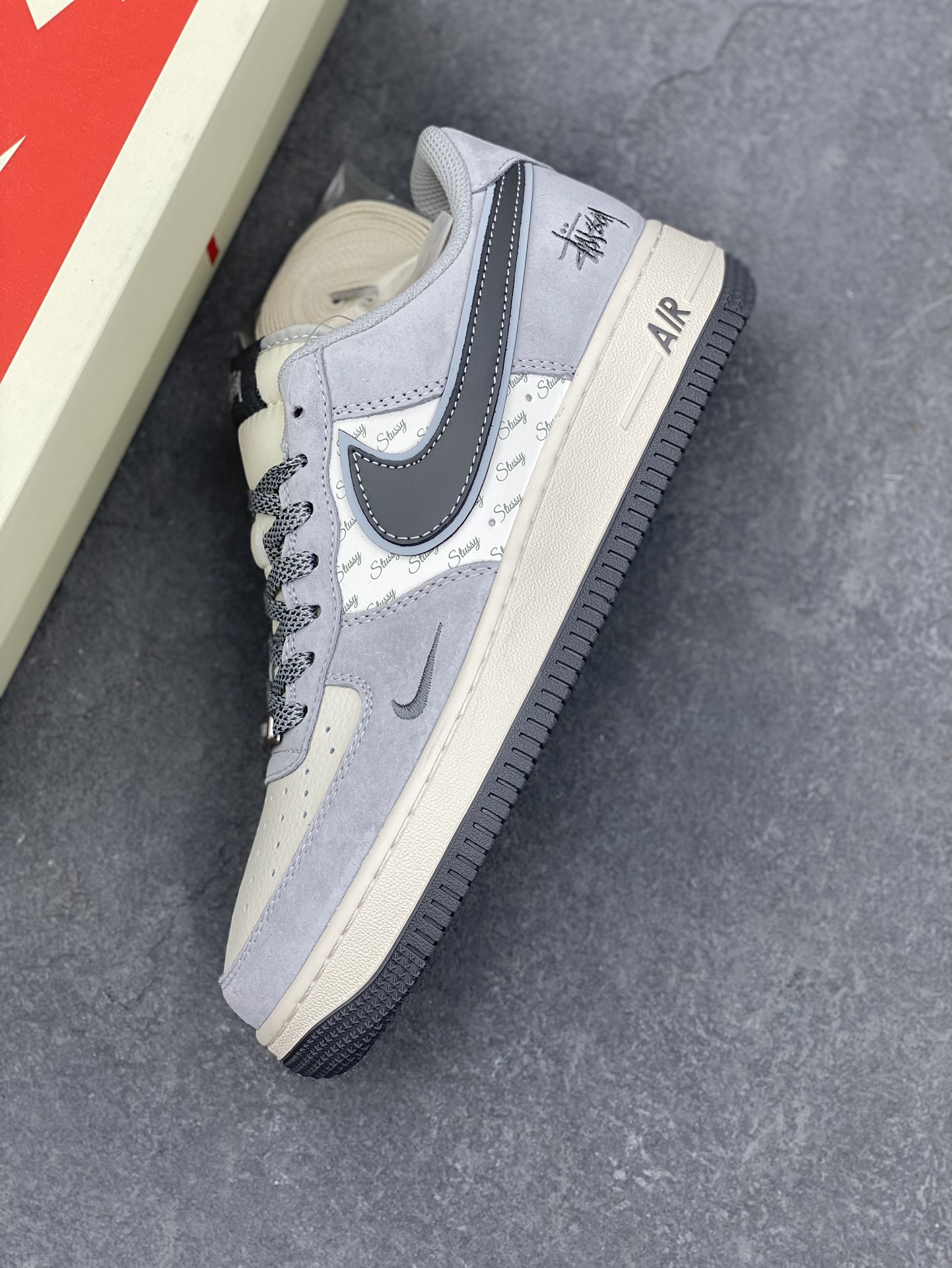 Nike Air Force 1 '07 Low Stussy Collab Sneakers - Gray Tones and Custom Details 8 i1734196463 5538 5